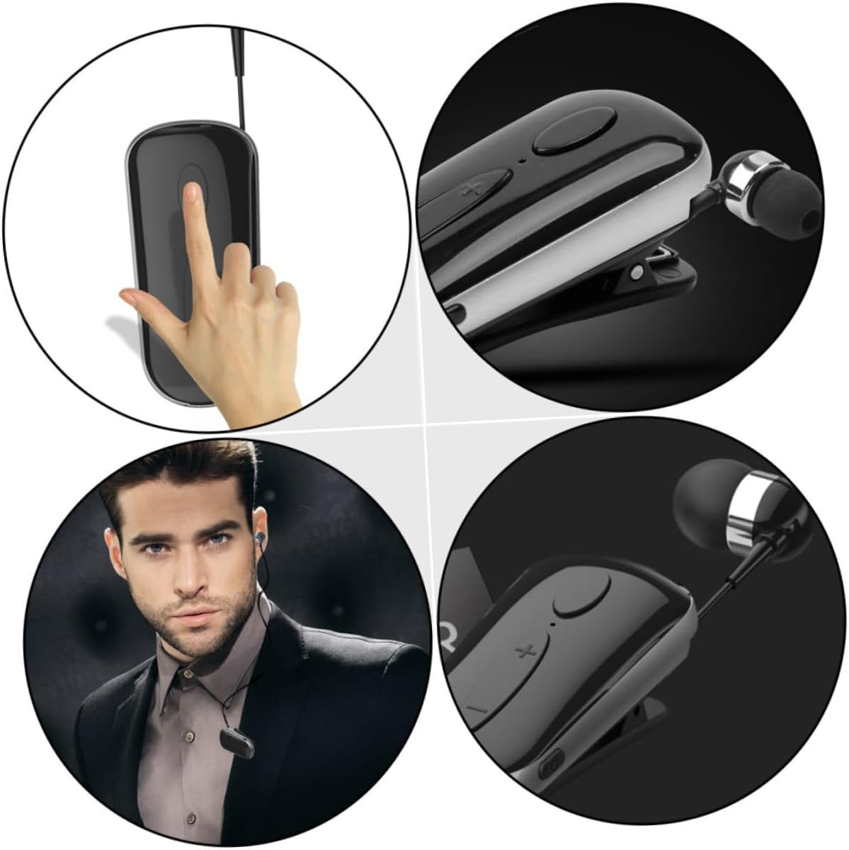 CONGARTENO Wireless Sports Earphone Clip-On Headphones Professional Mini Earbuds for Active Users Black image number 2