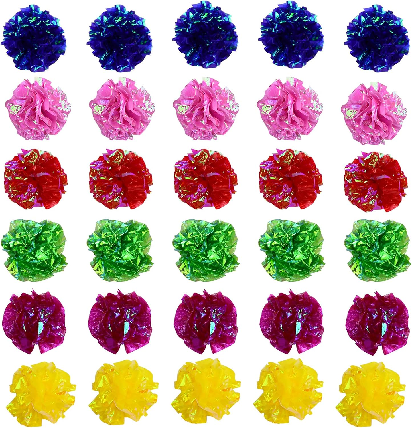 Pack of 30 Interactive Crinkle Balls Cats, Shiny Crinkle Ball Cat, Mylar Balls for Pets, Crinkle Paper Ball, Colourful Toy Cat Balls, Cat Toy Crinkle Ball image number 2