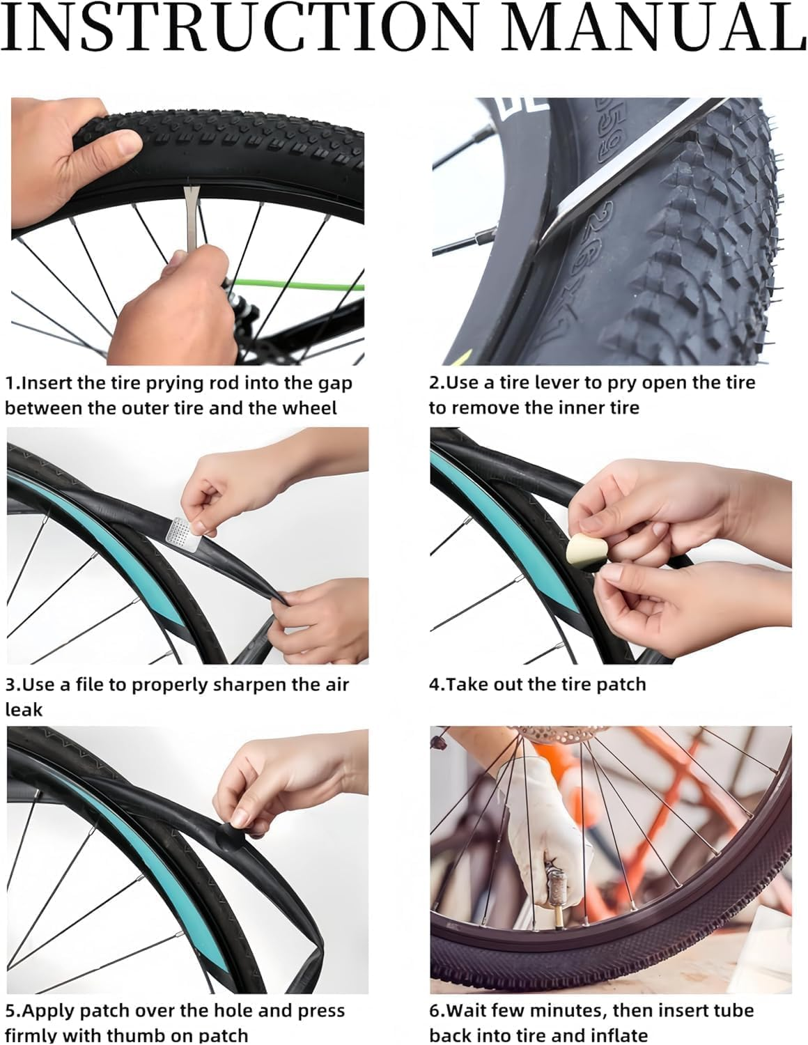 Bike Tire Repair Kit46 Pcs,With 2 Premium Stainless Steel Levers Flat Tire Repair Kit Tire Patch Kit Tire Patch Flat Tire Repair Kit for MTB Ebike Valve Stem Puller Installer Tool