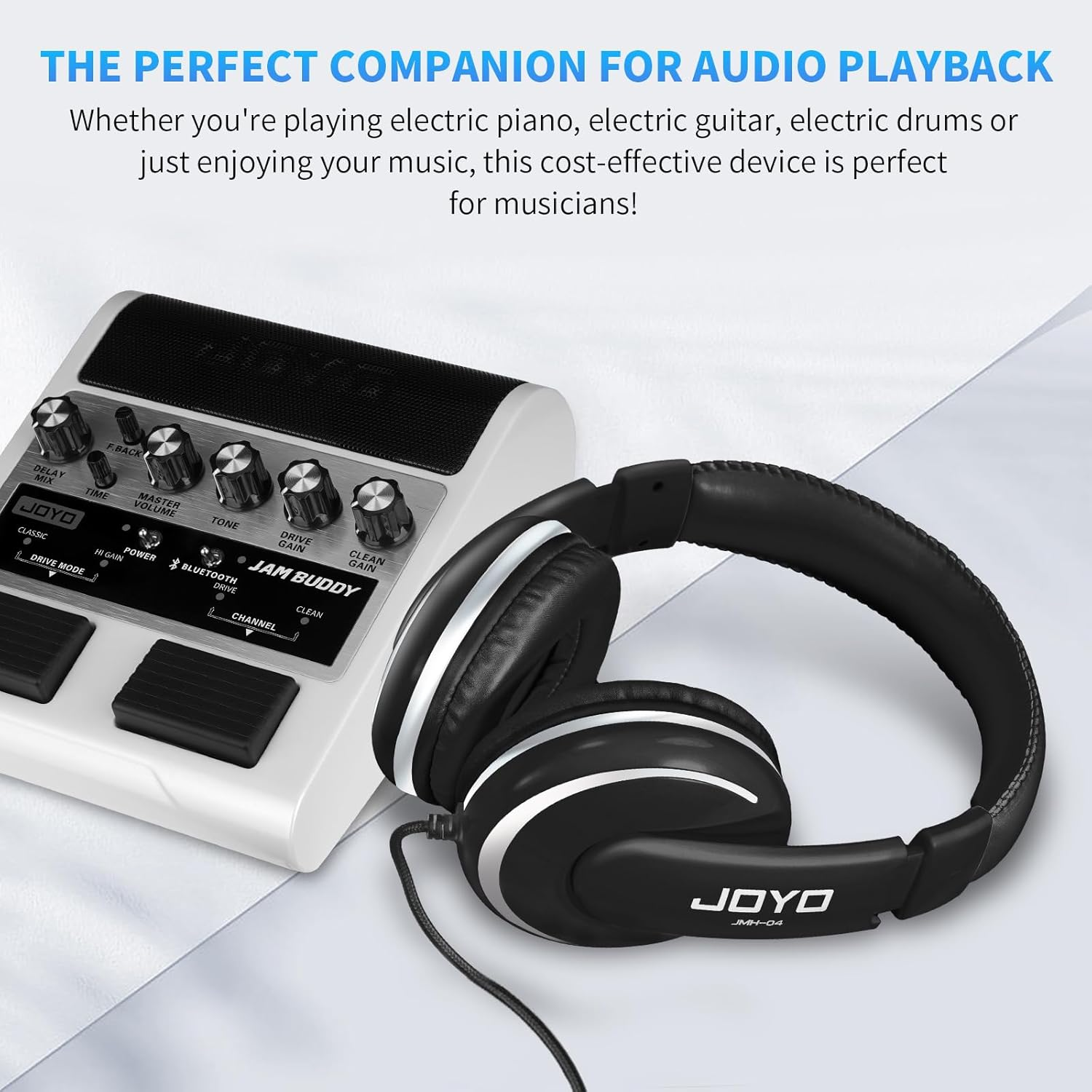 Joyo JMH-04 Over-Ear Studio Headphones Wired with 1/4 to 3.5Mm Jack Adapter for Guitar Amp, Keyboard, DJ, Laptop, PC, Mixing, and Gaming, Black image number 5