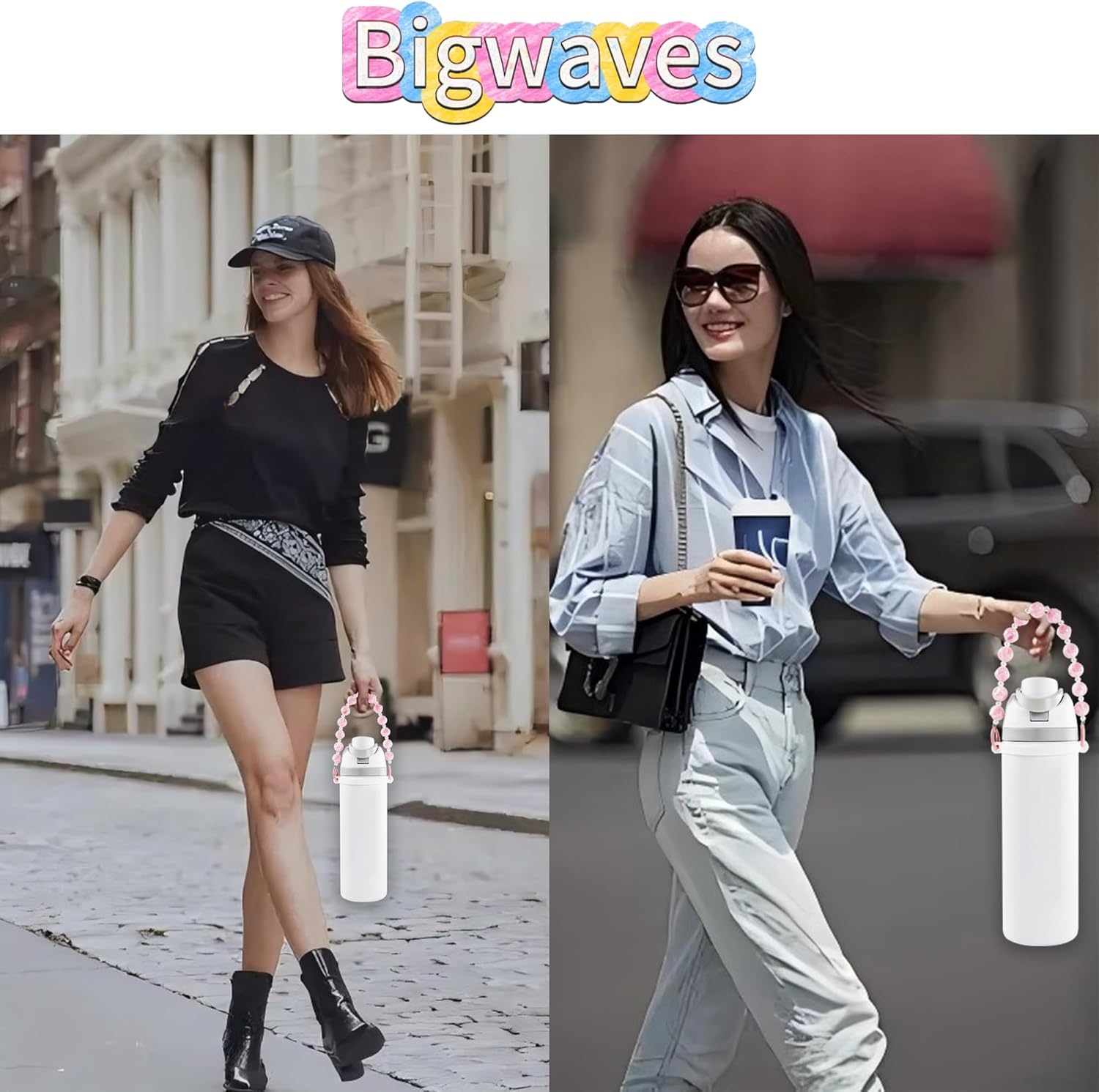 Bottle Silicone Handle Strap,Compatible Owala Freesip Water Bottle - Fits 16Oz to 40Oz, Water Bottle Carrier Grip Accessories for Running Bike, Gym or Jogging