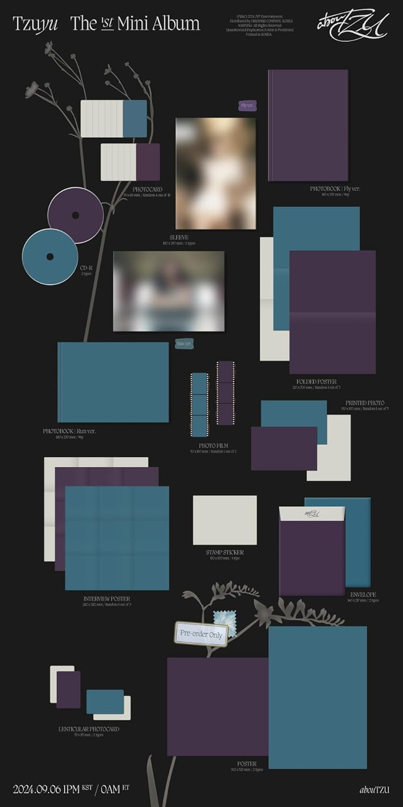 TWICE Tzuyu Aboutzu 1St Mini Album Standard Fly Version Cd+96P Photobook+4P Photocard+2P Poster on Pack+1Ea Photo Film+1P Printed Photo+Etc+Tracking Sealed TSUYU image number 3