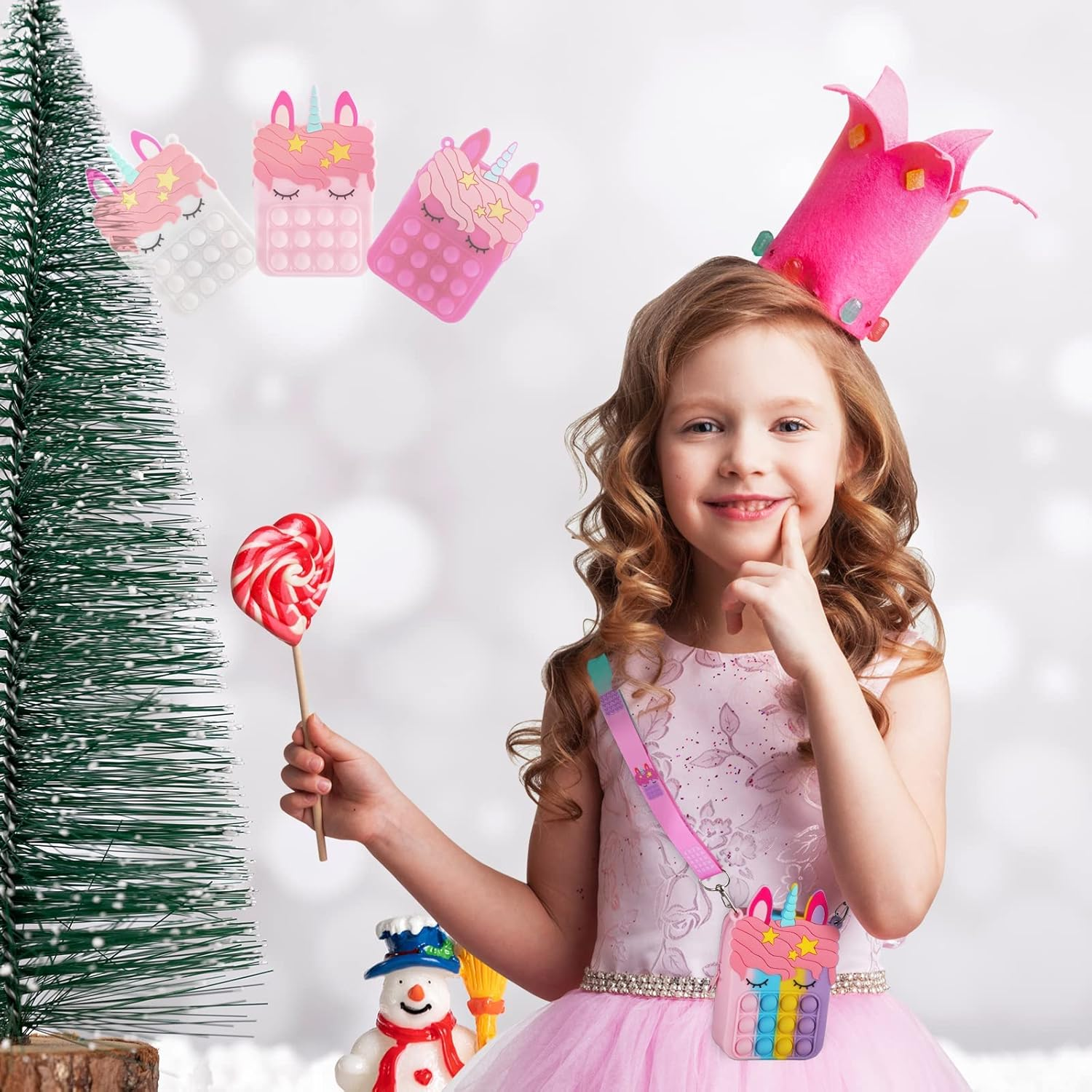 Push Bubble Sensory Pop Simple Fidget Handbag, Push Bubble Fidget Sensory Toys Crossbody Handbag Shoulder Bag, Silicone Small Purse Relieve Stress Relief Bag Dimple Toy for Kid Adult. (Pink) image number 1