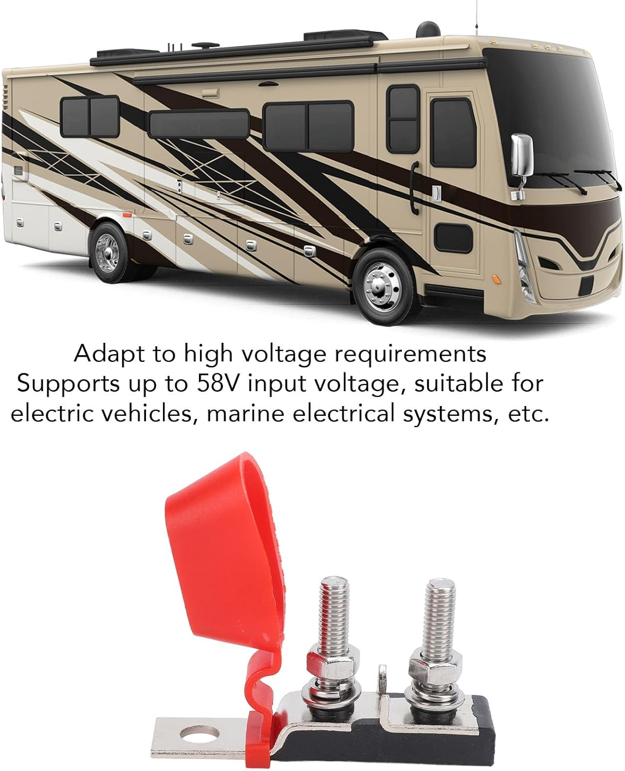 Dual Terminal Fusess Block, Marine Rated Battery Fusess MRBF Fusess Holder, DC58V M8 Double Studs MRBF Fusess Holder for Car Marine Boat RV, Automotive Replacement Fusess Holders image number 3