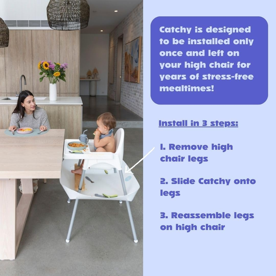 CATCHY - Food Catcher - Compatible with IKEA Antilop High Chair + 11 Other High Chairs - Highchair Sold Separately - Baby & Toddler Food & Mess Catcher - under High Chair Accessory