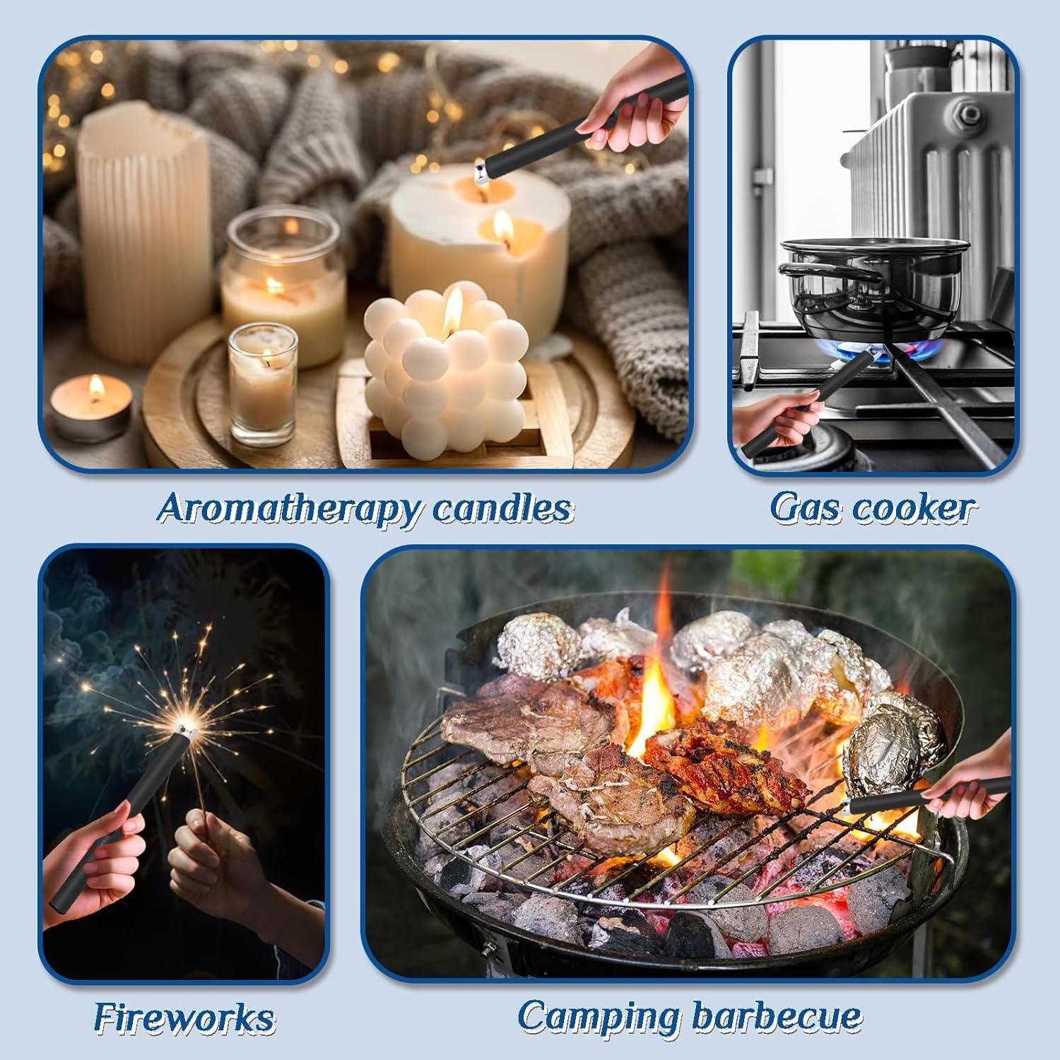 Ronluuu 2 PCS Candle Lighter, Windproof Flameless Electric Lighter with LED Power Display ＆ Safety Switch, Upgraded Plasma USB Rechargeable Lighter for Birthday Camping BBQ (Black) image number 2