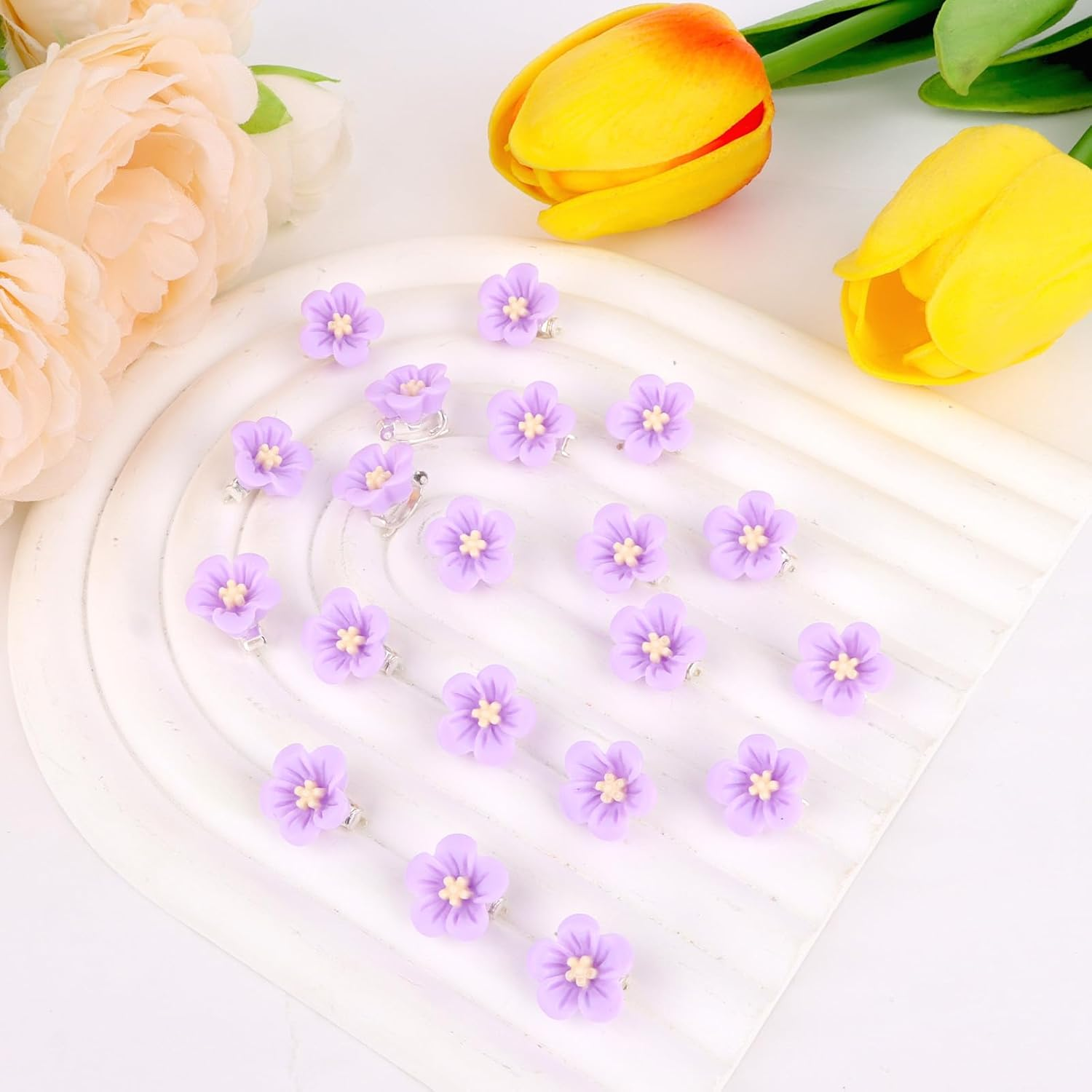 Bumlofa Pack of 20 Small Hair Clips Flower in Purple Hair Clips Girls for Hairstyles Decoration & Party Look image number 6