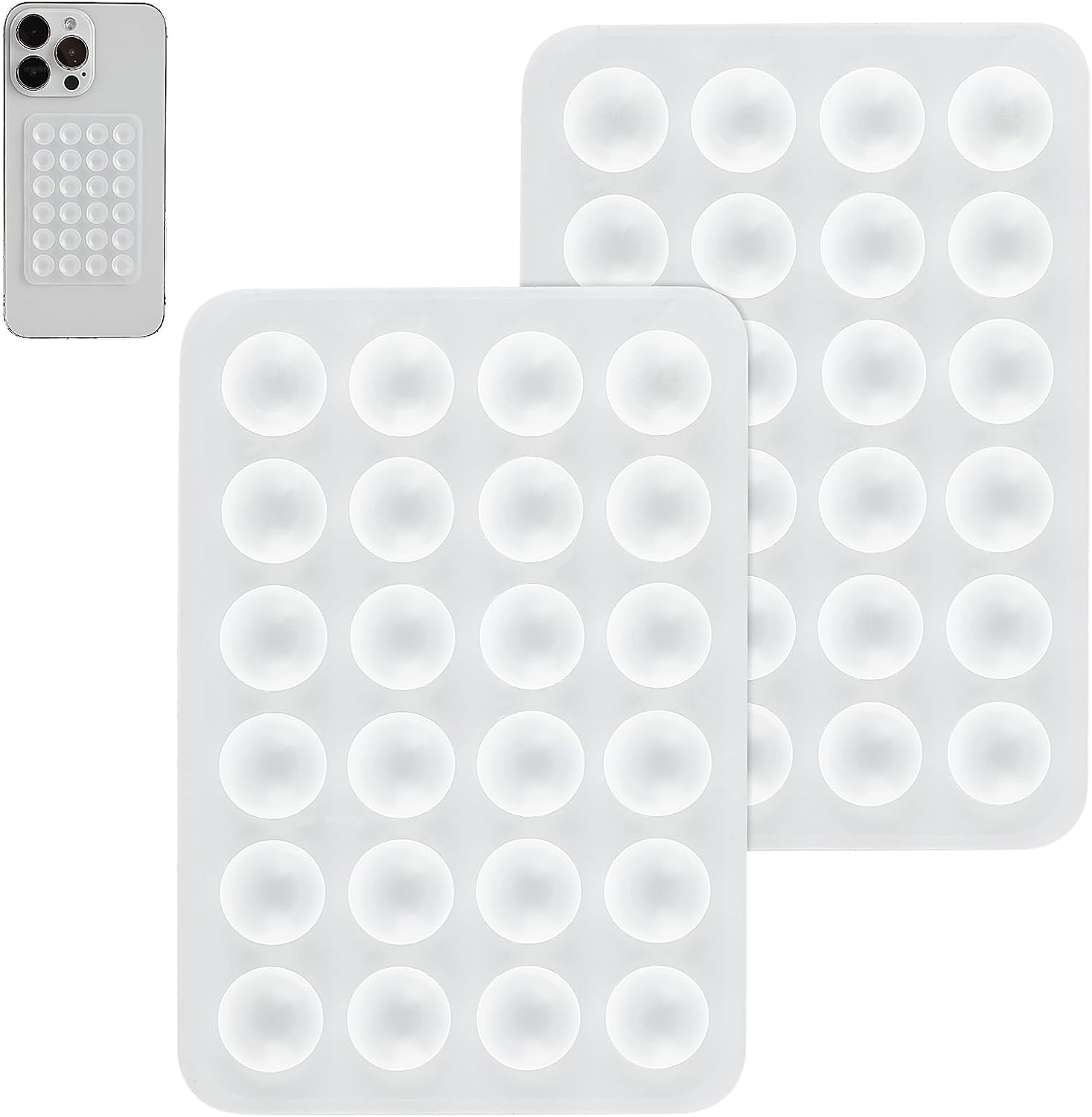 Gjinxi 2PCS Silicone Suction Phone Case Mount, Silicon Adhesive Phone Stand Sticky, Hands-Free Strong Grip Phone Accessories Holder, Non Slip Suction Cup Phone Mount for Selfies Videos (Transparent) image number 5