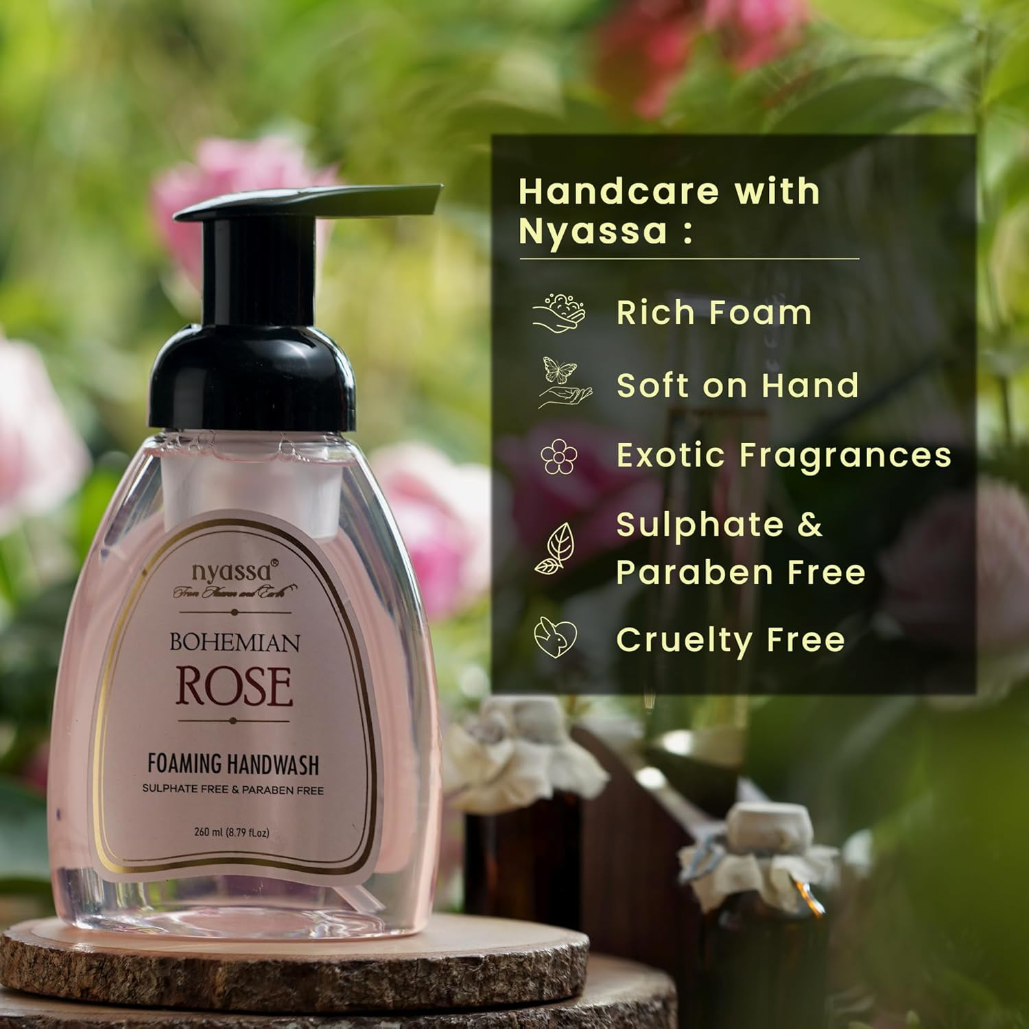 Nyassa Bohemian Rose Foaming Handwash 260Ml Sulphate and Paraben Free