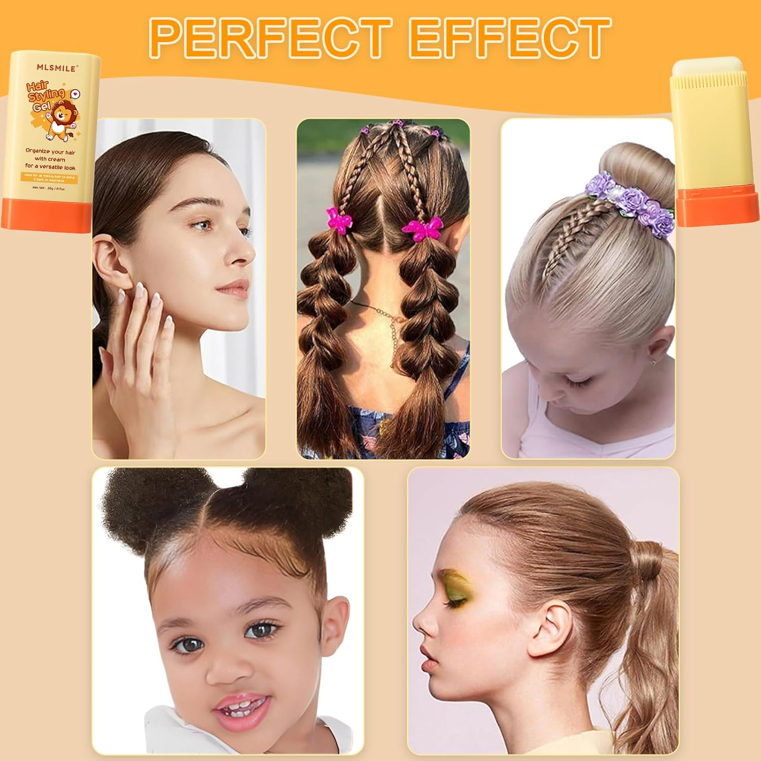 Checkzed Hair Styling Gel for Kids, Children'S Hair Wax Stick - Built-In Comb 2-In-1 Hair Finishing Stick, Natural Ingredients Refreshing and Non-Greasy, Easy to Styling, Compact and Portable image number 1