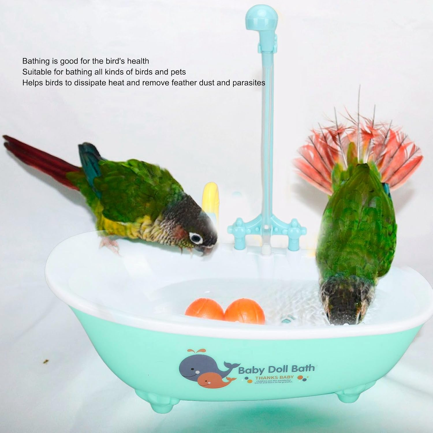 Automatic Bird Bathtub, Circulation Water Multifunctional Bird Bathtub with Faucet for Bird Shower Accessories image number 1