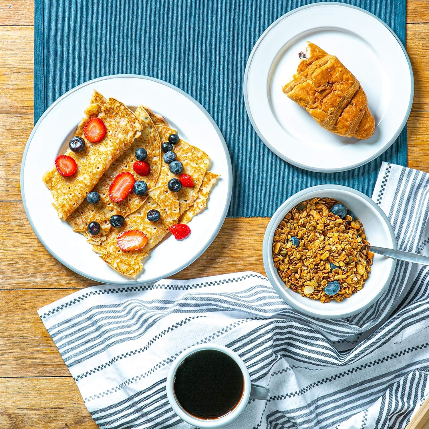 Argon Tableware Enamel Dinner Plates - 25.5Cm - Pack of 6 - Grey Dining Plates Lightweight Camping Large Dinner Dish for Appetisers, Starters, Mains, Sides, Desserts image number 1