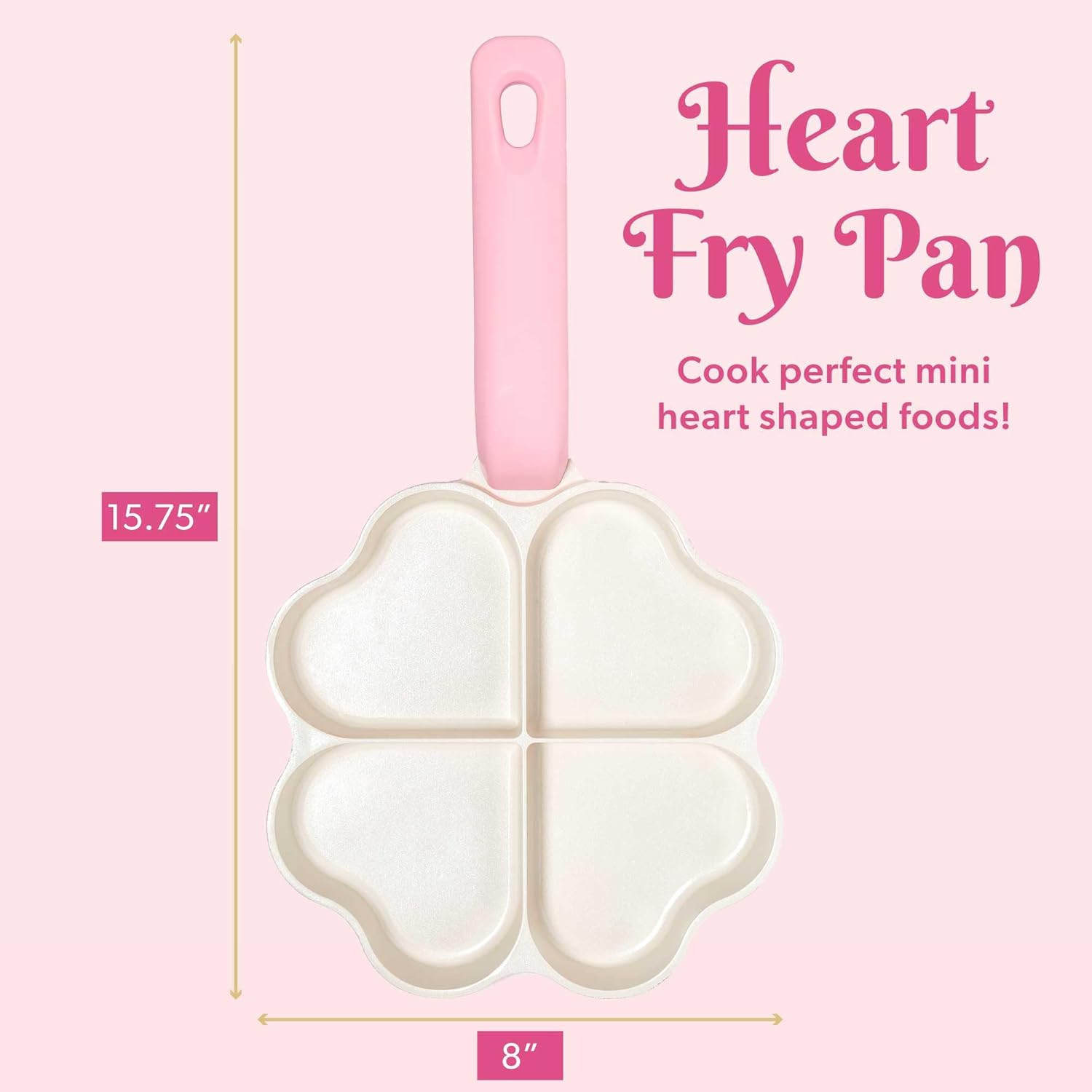 Paris Hilton Heart-Shaped Divided Fry Pan, Ceramic Nonstick Frying Pan with Individual Heart Sections, Dishwasher Safe, 8-Inch, Pink image number 5