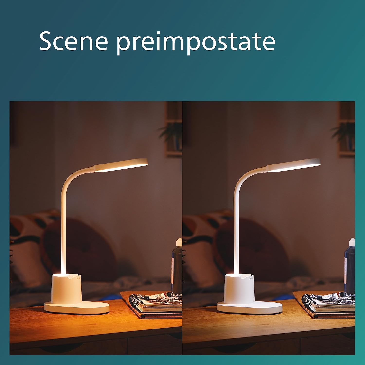 PHILIPS LED Bucket Desk Lamp [Cool White Light 4000K - White] 8W - Charge with USB. for Home Indoor, Work, Study, Reading Lighting image number 2