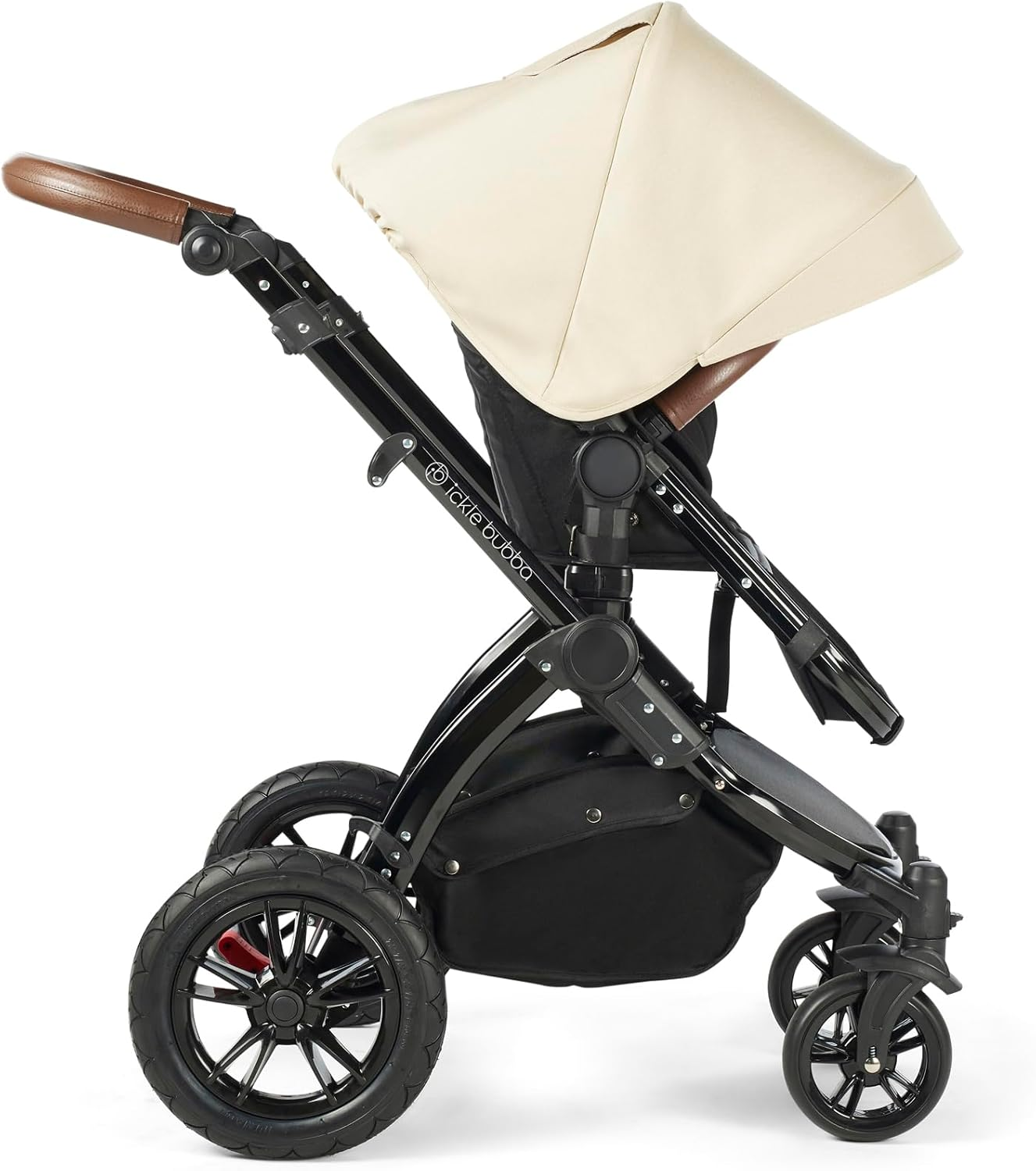 Ickle Bubba Stomp All-In-One 4-Wheel Pram Bundle with Carrycot, Pushchair and Accessories (Black/Sand/Tan) Comfortable, Stylish and Travel Ready image number 5