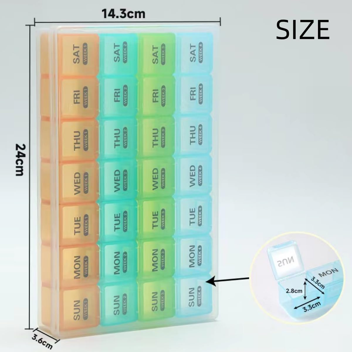 28 Compartments Large Pill Box Organisers, Portable Detachable Dustproof Pill Box, One Month Split On-The-Go Storage Large Capacity Pill Box,White&hellip; - Multicolor image number 6