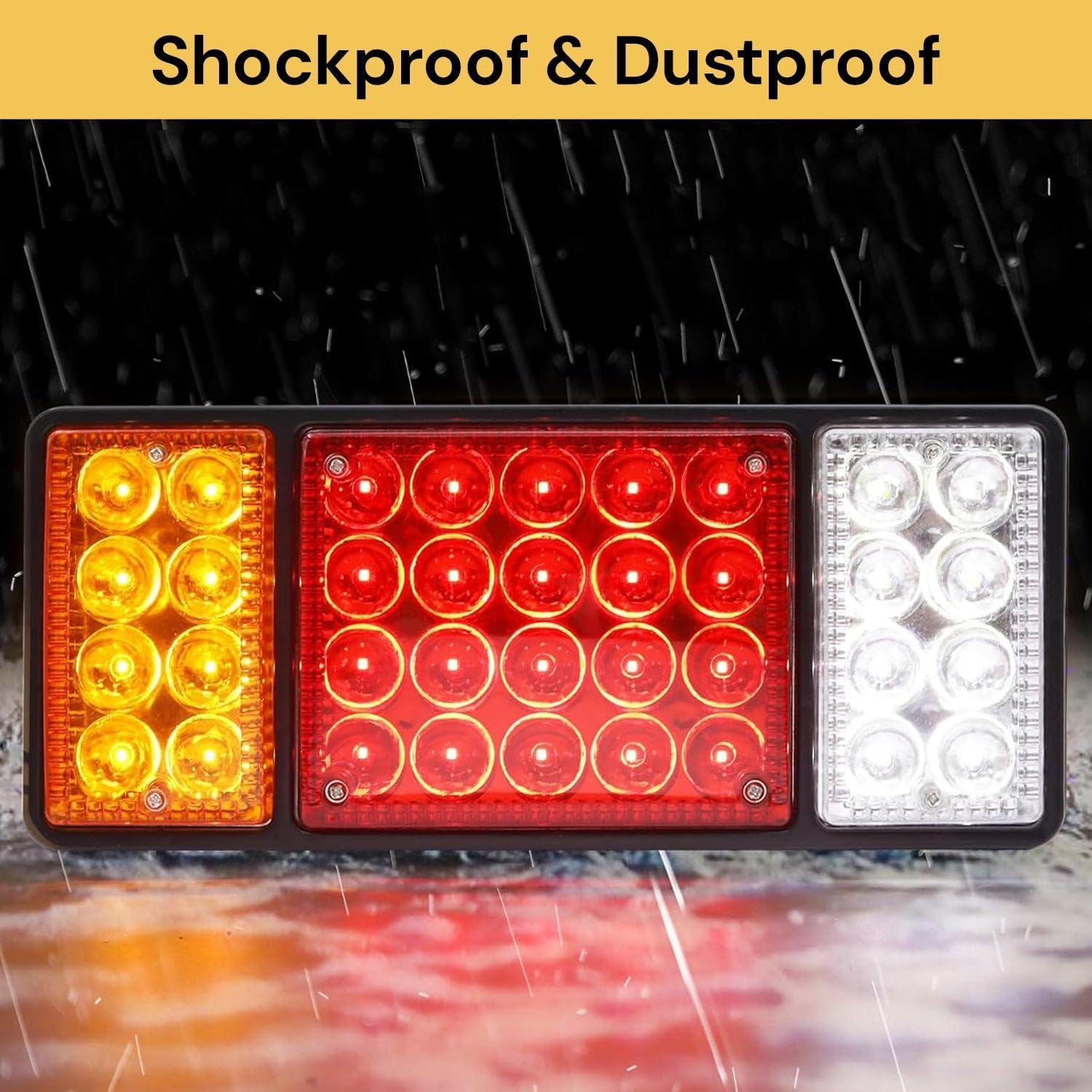 Spendeal 2 Pcs Trailer Tail Light Kit Light Bar 36 LED Running Brake Turn Signals Reverse Lights Waterproof, LED Trailer Lights IP68 for Boat Snowmobile Utility Bed Pickups RV Camper UTV UTE Vans image number 2