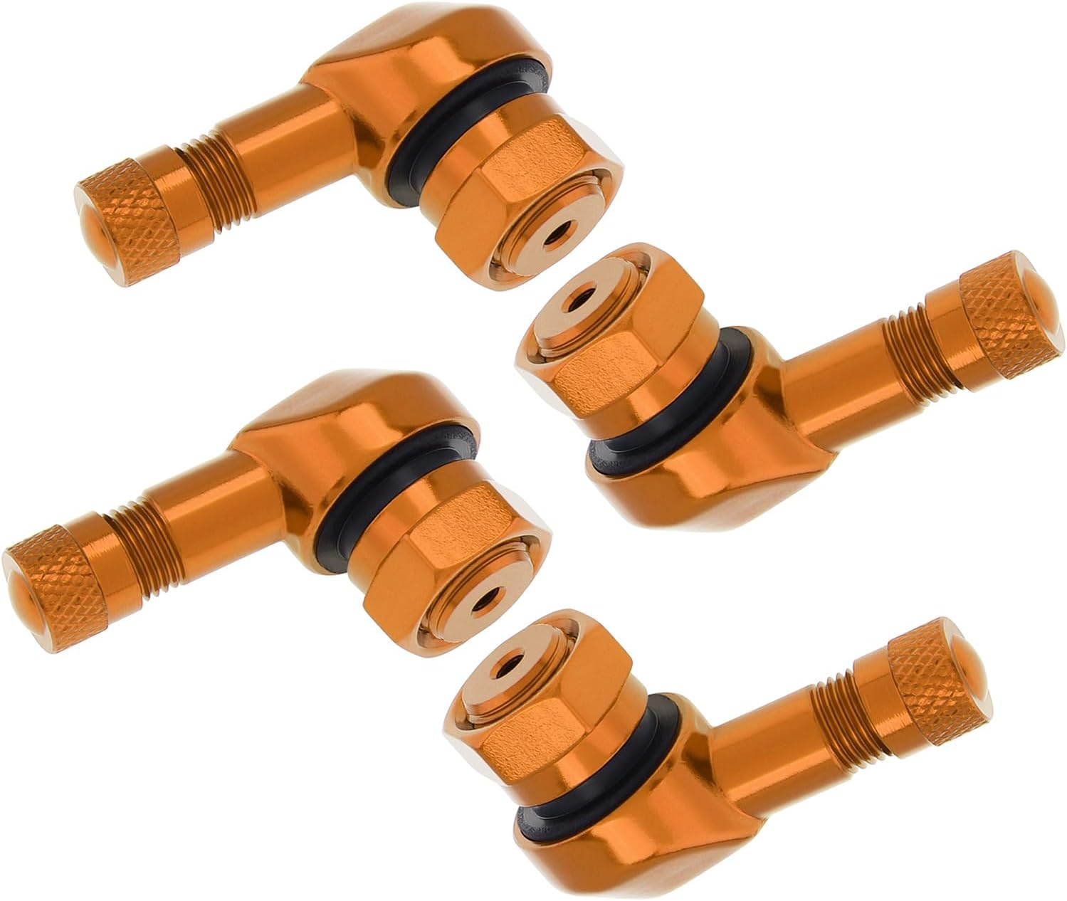 Windance 4Pcs 90 Degree CNC Motorcycle Tire Valve Stems for Most Bike 10 Mm To11.3 Mm Tubeless Tires Easy Installation (Black)