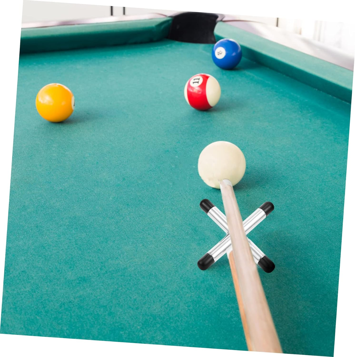 Portable Silver Metal Pool Bridge Stick Cross Rest for Snooker Cue Non-Slip Rubber Tip, Cue Accessory Suitable for Billiards and Pool Players image number 5