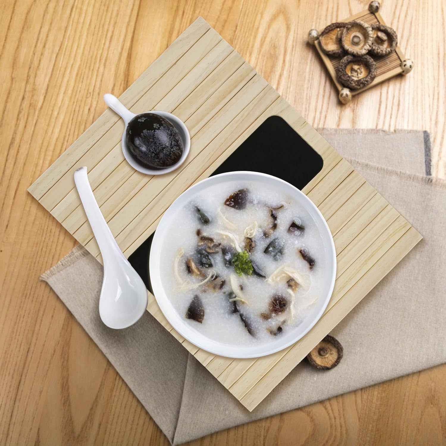 Sofa Arm Table Tray, Wood Sofa Arm Tray, Sofa Side Tray Table, Waterproof Wood Couch Arm Tray, No Assembly Couch Arm Table, Multifunctional Chair Armrest Table for Eating, Drinks, Snacks image number 2