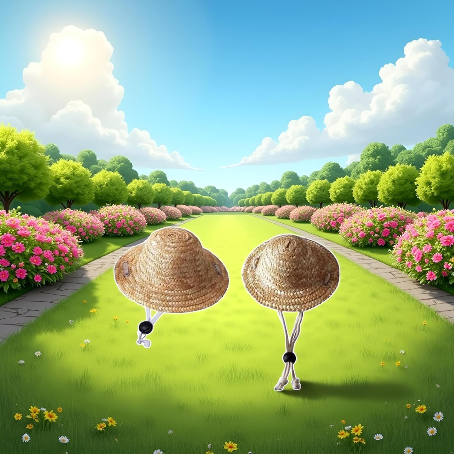 Novelty Summer Adjustable Pet Dog Outdoor Straw Hat Puppy Small Kitty Cat Sunhats Dog Hat Apparel and Accessories Pet Supplies image number 3