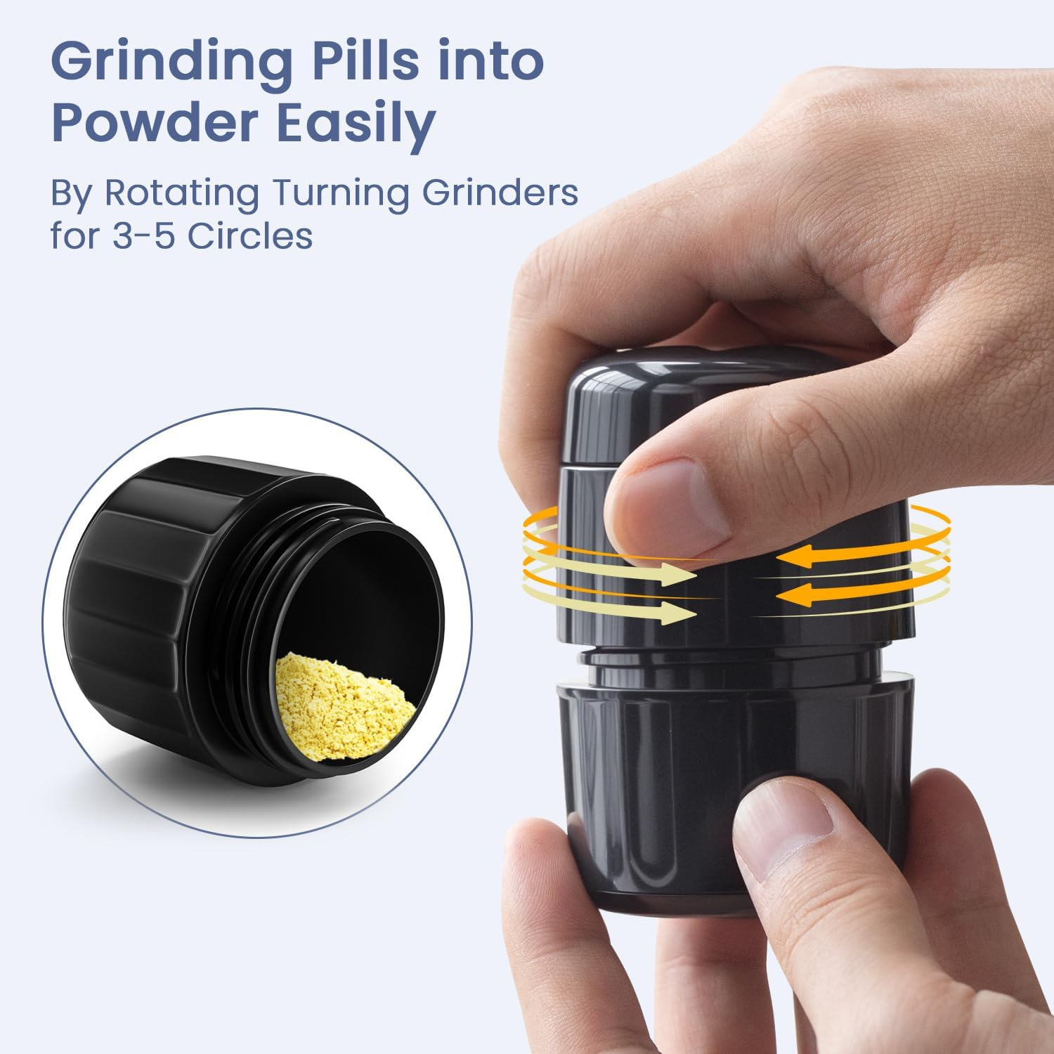 3-In-1 Pill Crusher Pills Cutter with Storage Box，Pill Grinder with Stainless Steel Grinding Pestle, Fine Powder, Pills Crushers for Elderly and Pets (Purple/White) image number 3