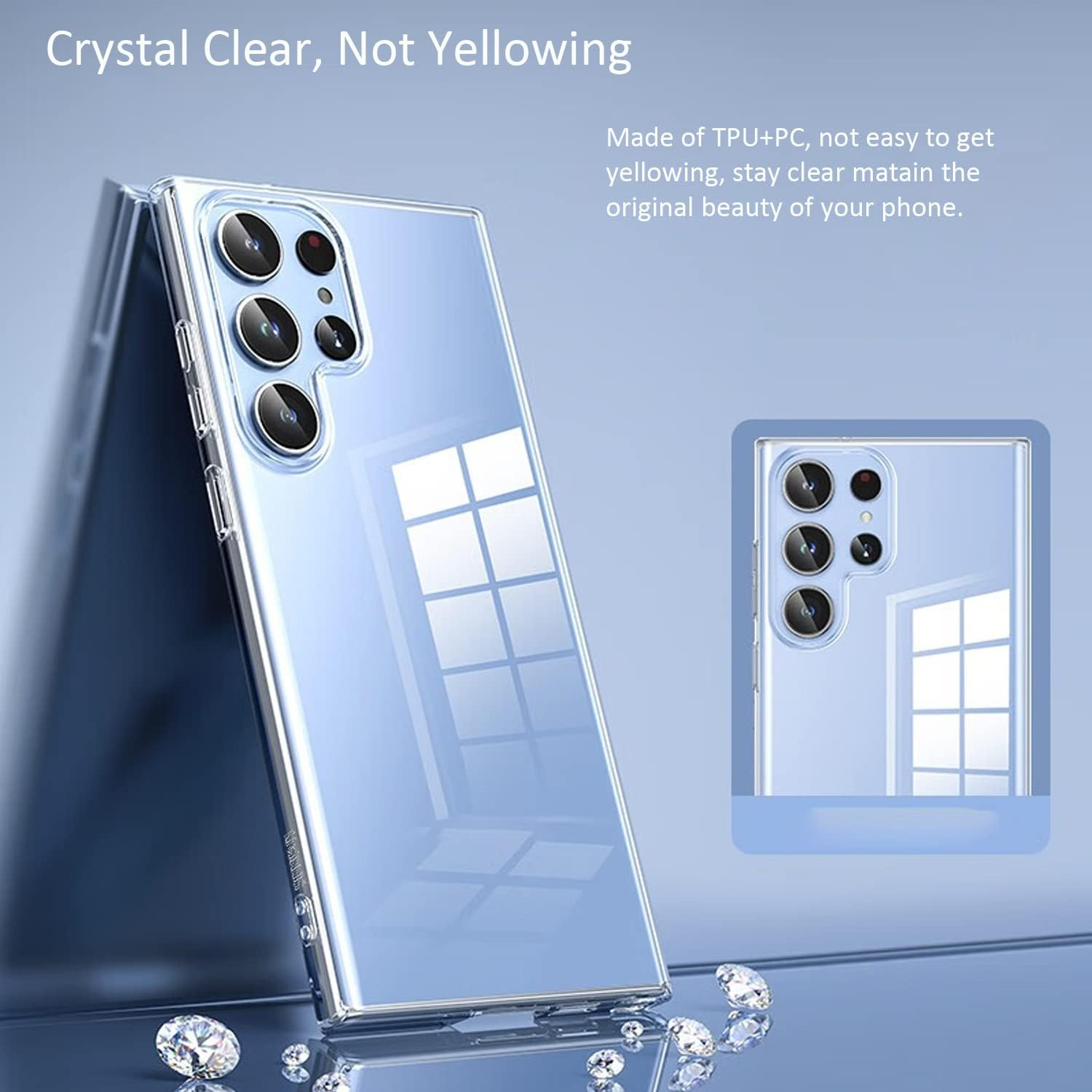 For Samsung Galaxy S23 Ultra Case Clear [Anti-Yellowing] [Military Grade Drop Protection] Shockproof Hard PC +Soft TPU Back Phone Case for Galaxy S23 Ultra Case