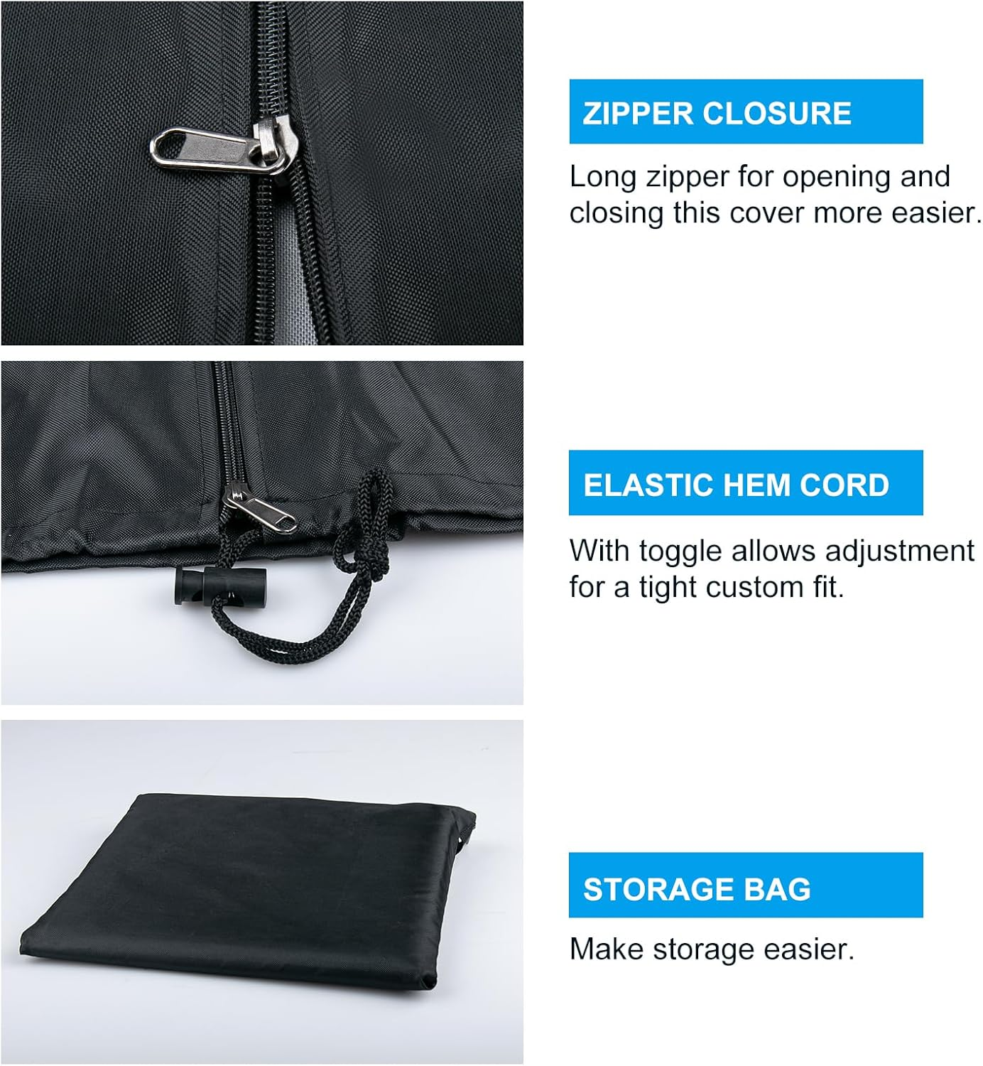 OKPOW Patio Umbrella Cover for 9Ft to 12Ft Outdoor Umbrellas - 420D Waterproof Garden Market Umbrella Cover outside Parasol Covers with Zipper for Deck Pool Beach Umbrellas, Black image number 5