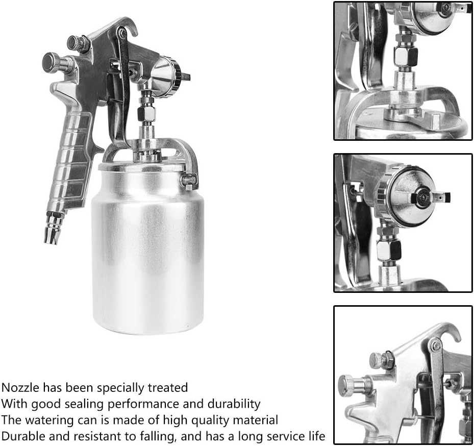 Spray Gun, Pneumatic Paint Spray Gun Hand Held Paint Spraying Sprayer with 2.0Mm Nozzle Suction Type, 1000Cc Capacity, for Auto Paint, Primer, Clear/Top Coat & Touch-Up, Furniture image number 2