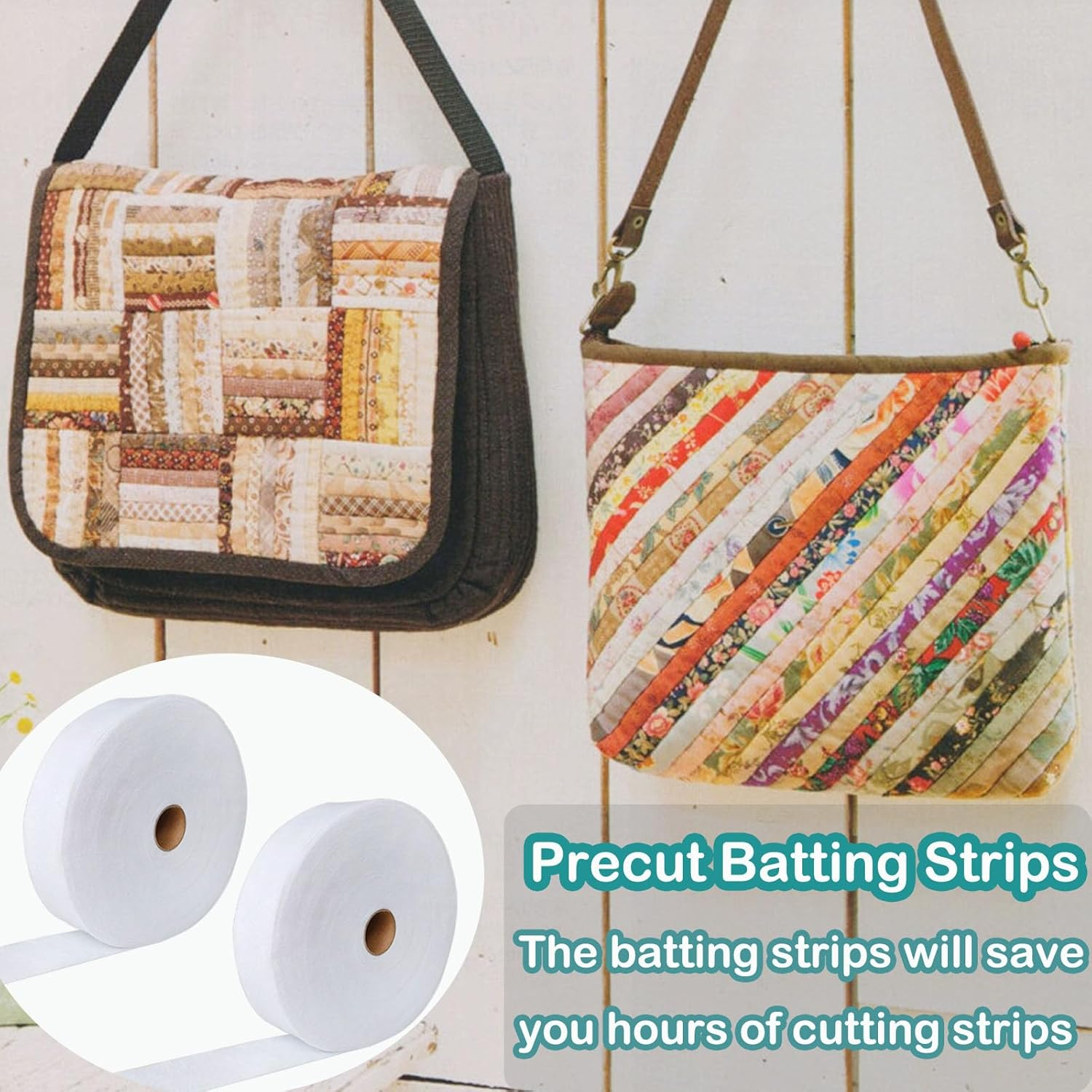 2 Roll Jelly Roll Batting Strip 2 1/2 Inch Cotton Blend Fleece Batting on a Roll Total 70 Yards for Jelly Roll Rugs,Throw Rugs,Braided Rug image number 4