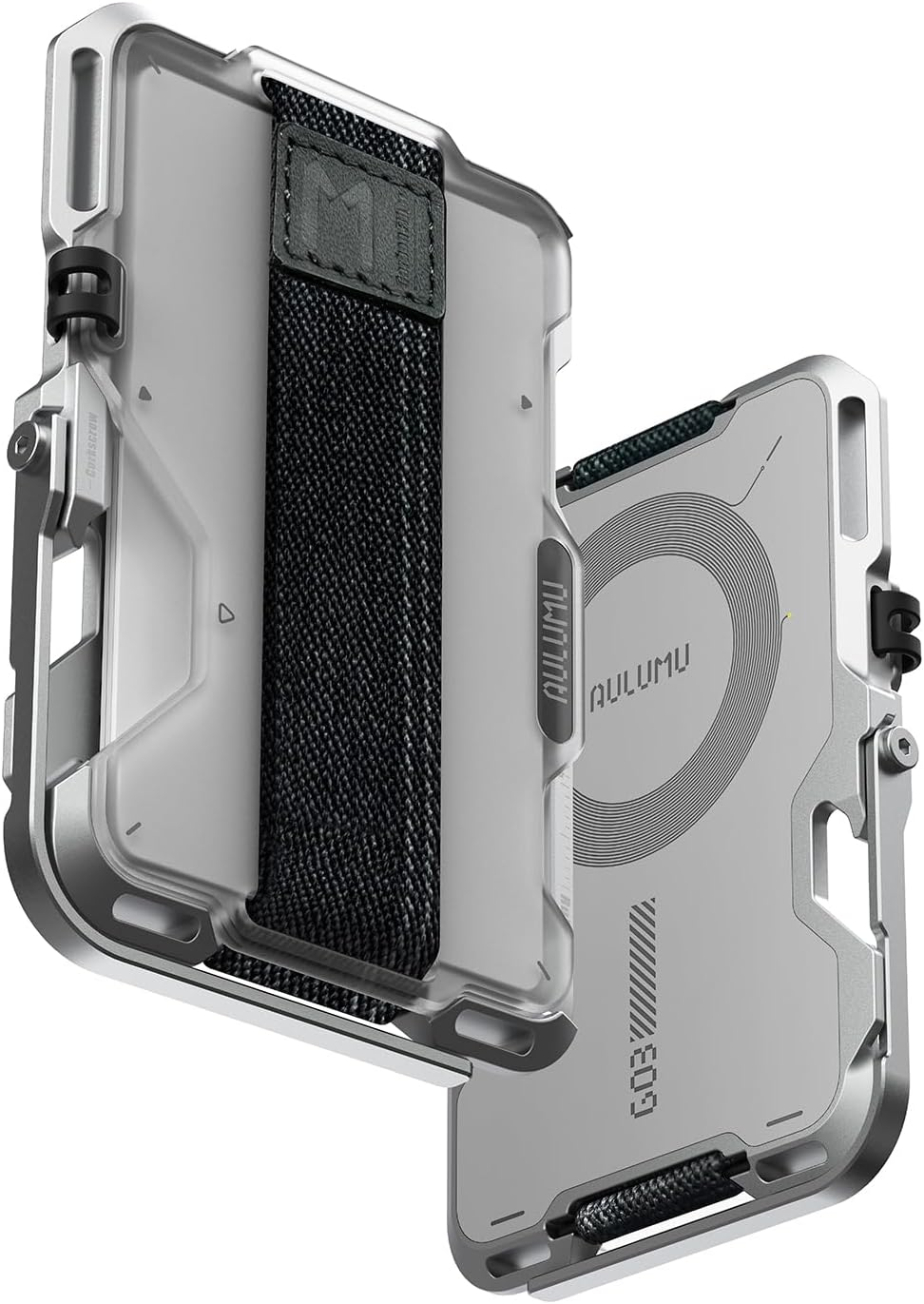 Aulumu G03 Transparently Magnetic Wallet Card Holder | Magnetic Wallet Compatible with Magsafe | Multi Function - Mobile Phone Stand/Grip | Bottle Opener | RFID Shielding Card - Translucent White - Translucent Grey image number 6