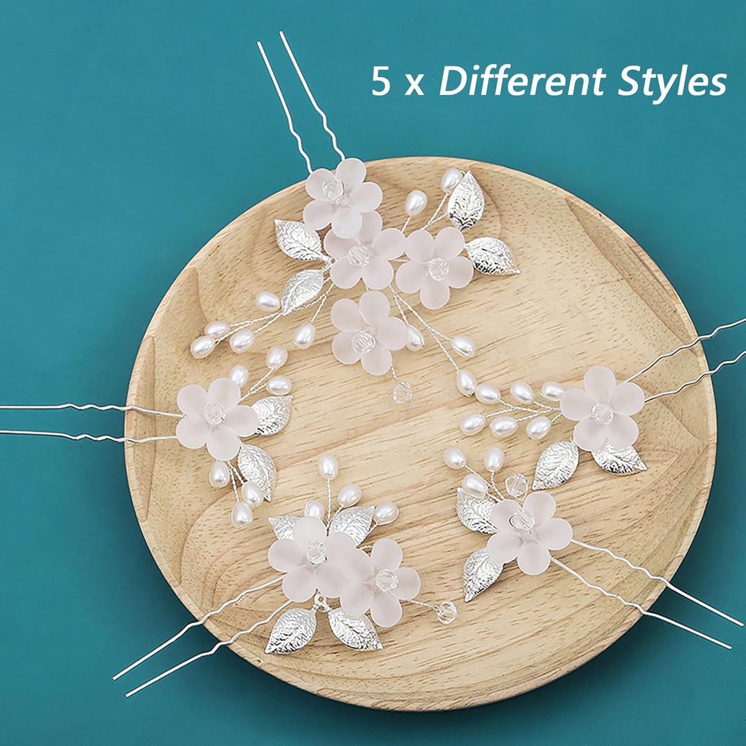 5Pcs Bride Wedding Hair Clips Wedding Flower Hair Pins Bride Hair Accessories for Women Girls Brides Bridesmaids（10 * 8Cm/3.9 * 3.1In)