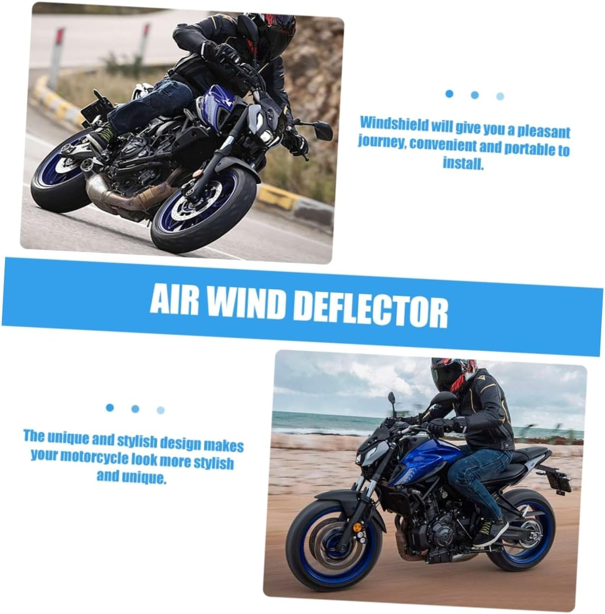 Vaguelly Abs Material Wind Deflector Windshield for Motorcycle Air Flow Screen Refit Accessory image number 6