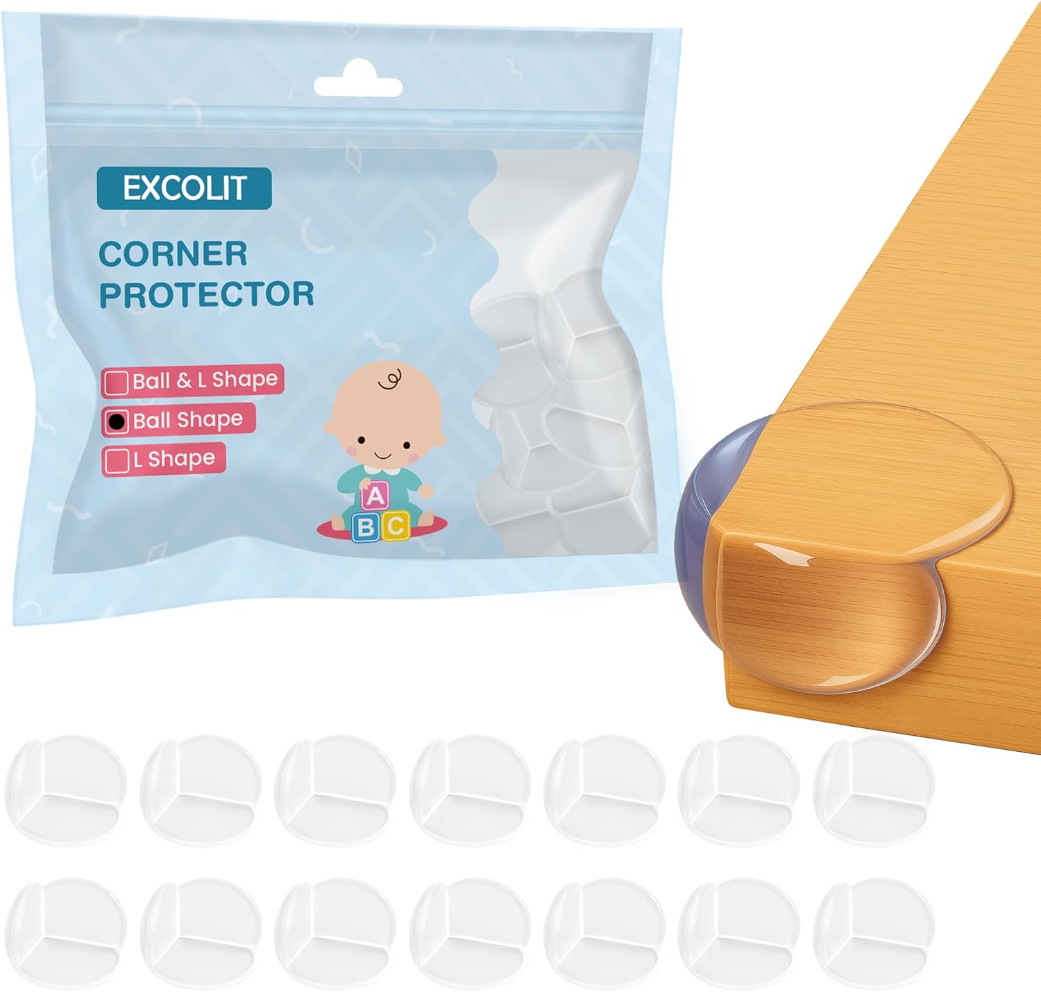 Corner Protector for Baby, Pack of 15 Clear & Transparent Edge Guards for Baby Proofing, Safety Furniture Corner Protectors for Furniture to Prevent Injuries (Ball Shaped) image number 3