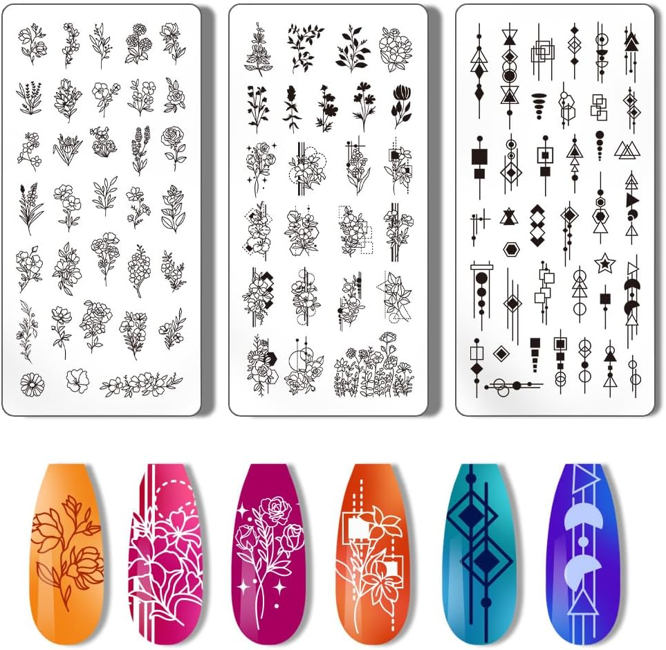 PH Pandahall Pack of 3 Moon Star Nail Stencil Stamp 12 Constellations Nail Stamp Plate Night Sky Nail Art Stencils Print Nail Stencils Nail Picture Plates for Nail Printing Manicure Salon