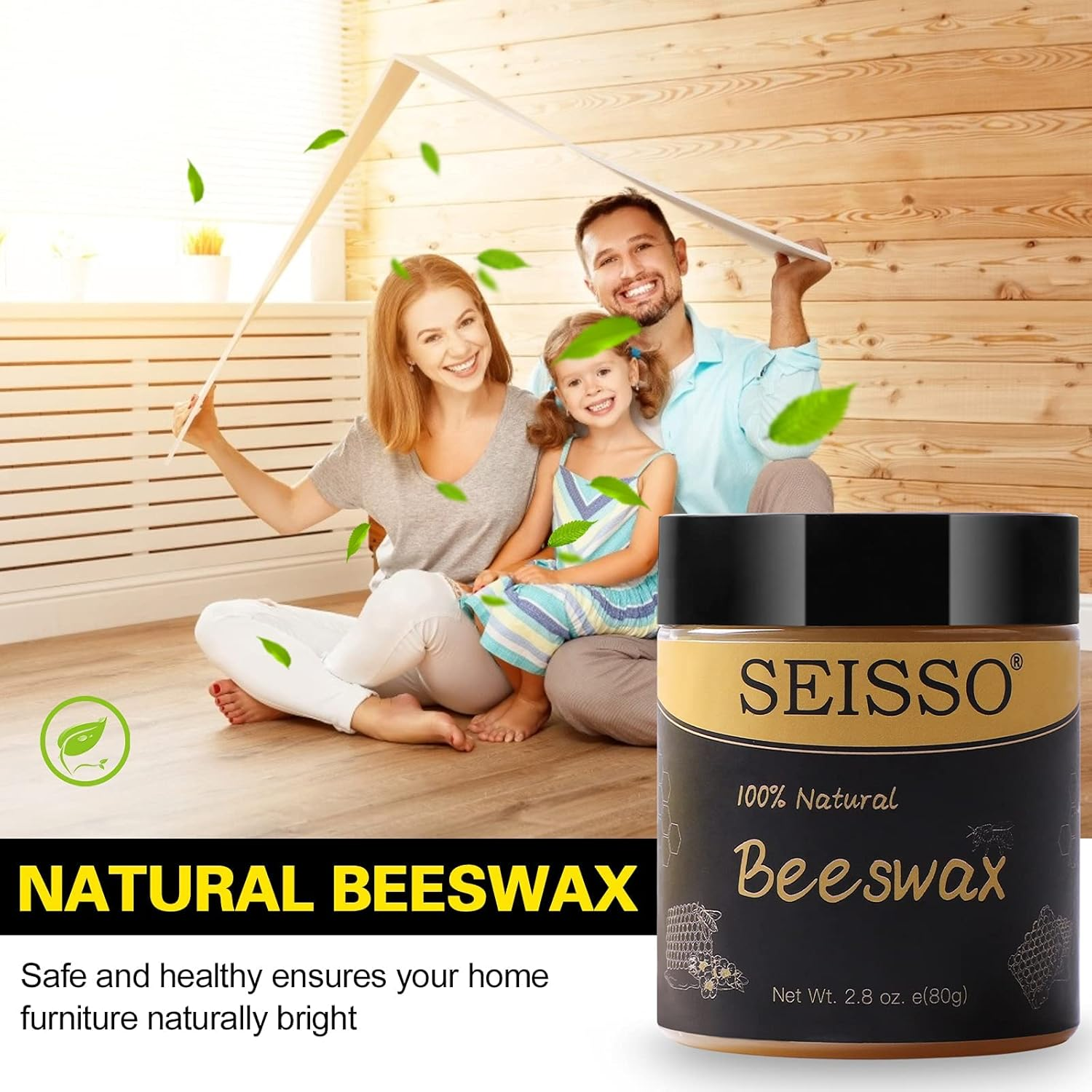 Wood Seasoning Beeswax -2Pcs Natural Wood Wax Polish for Furniture Care Beeswax Polish for Wood Door, Floor, Tables, Chairs, Cabinets, Bed Frame image number 6