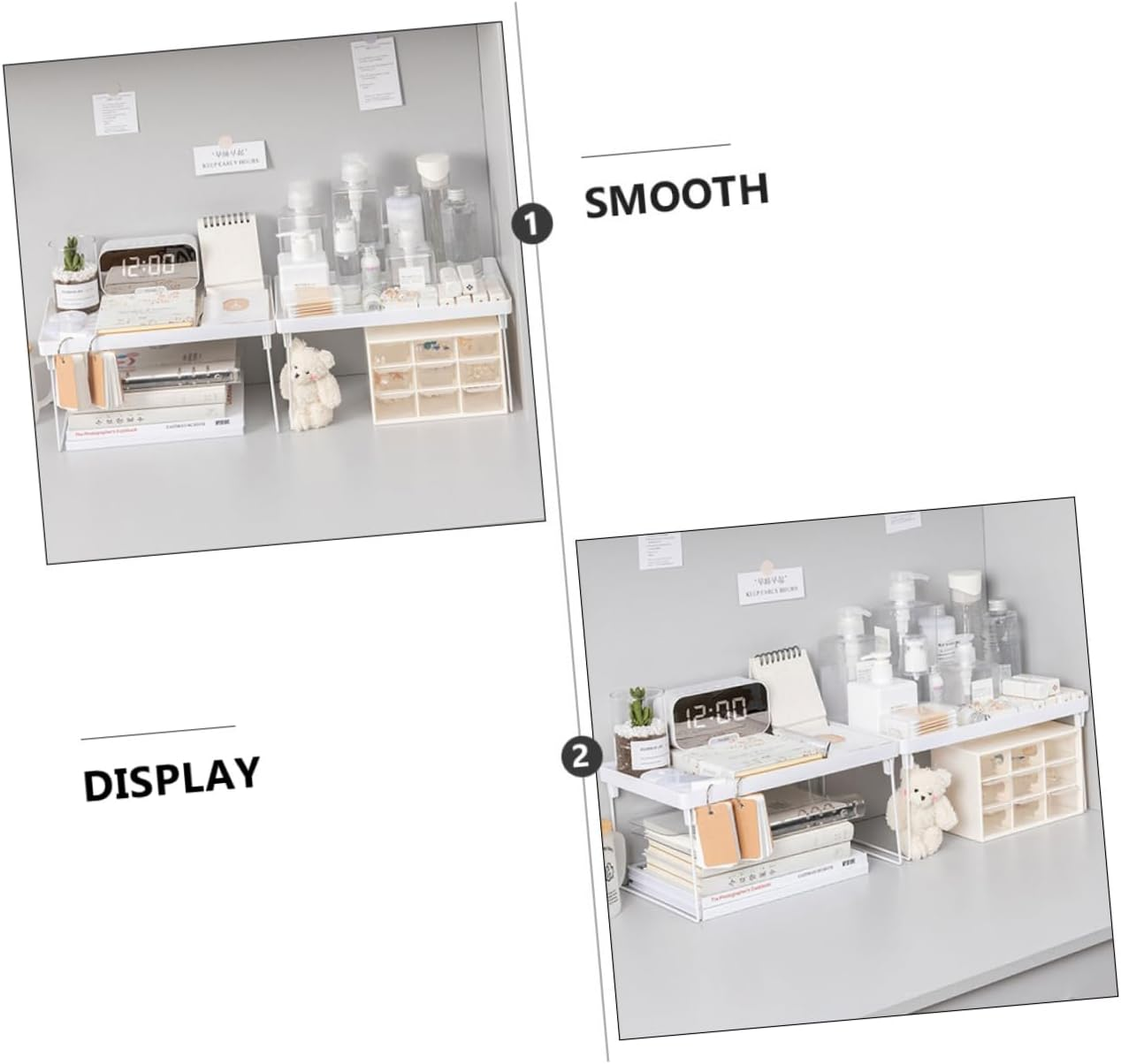 GRIRIW Iron Shelf Kitchenware Rack Storage Rack Desktop Cabinet Shelf Iron Art Layered Organizer for Kitchen Cabinet 2Pcs (Small Medium) for Home Pantry image number 5
