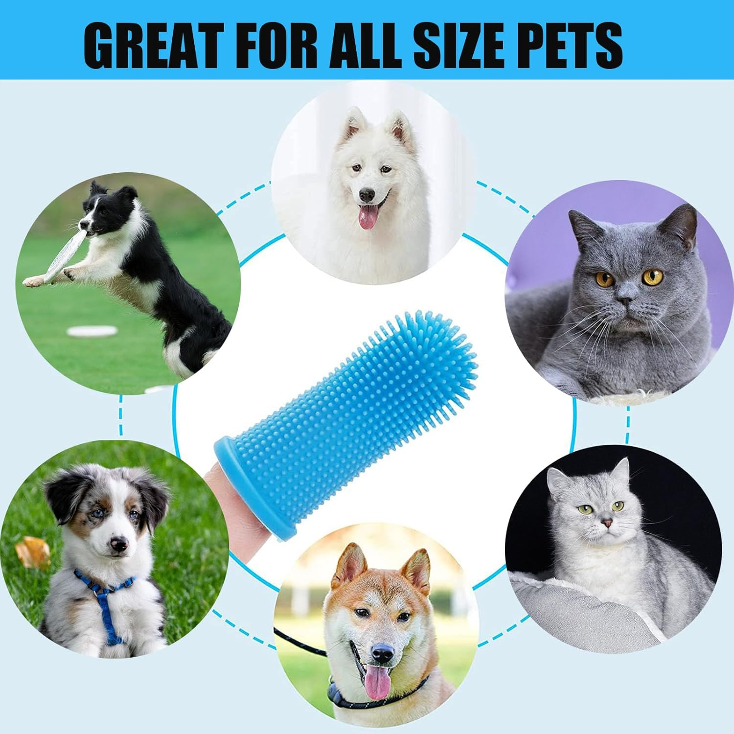 5Pcs 360&ordm; Dog Fingerbrush Toothbrush Kit Ergonomic Design, Full Surround Bristles for Easy Teeth Cleaning, Dental Care for Puppies, Cats and Small Large Breed Pets image number 2