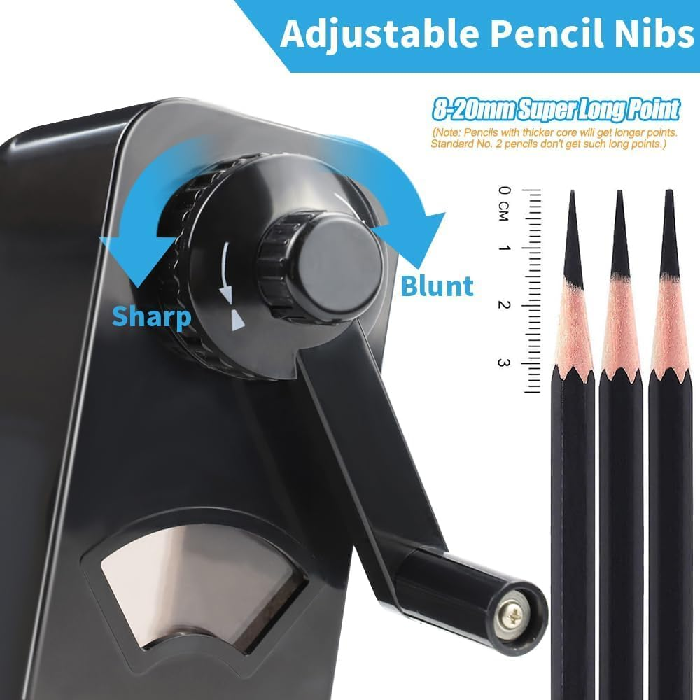 AFMAT Long Point Pencil Sharpener for Artist, 8-20Mm Long Pencil Nibs, Artist Pencil Sharpener Manual for &Phi;6-8.2Mm Charcoal/Drawing/Sketching/Colored Pencils, Self-Feed & Adjustable Pencil Sharpness image number 3