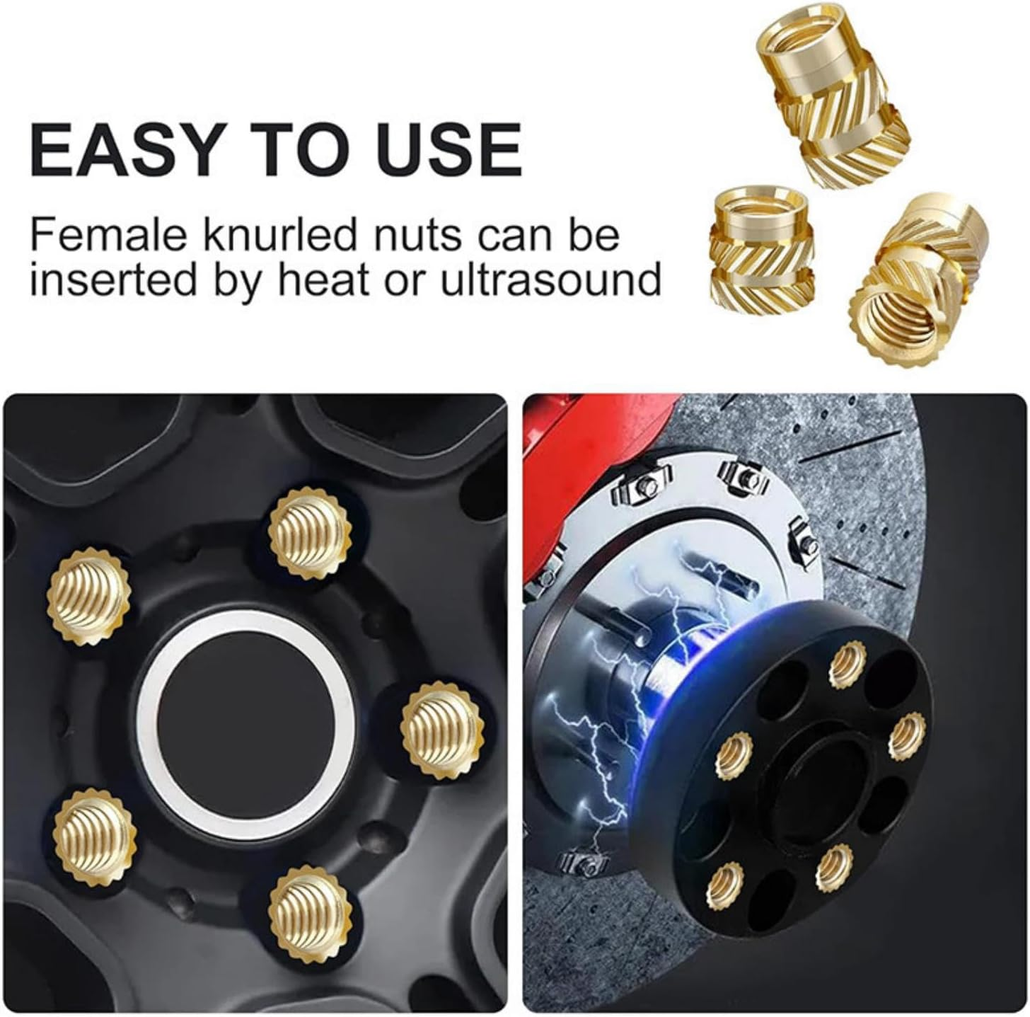 350Pcs Threaded Inserts, M2 M2.5 M3 M4 M5 M6 Brass Heat Set Insert Female Thread Metric Knurled Nuts Assortment Kit, Embedment Nuts for Plastic and 3D Printing Components Molding Assortment Kit image number 2