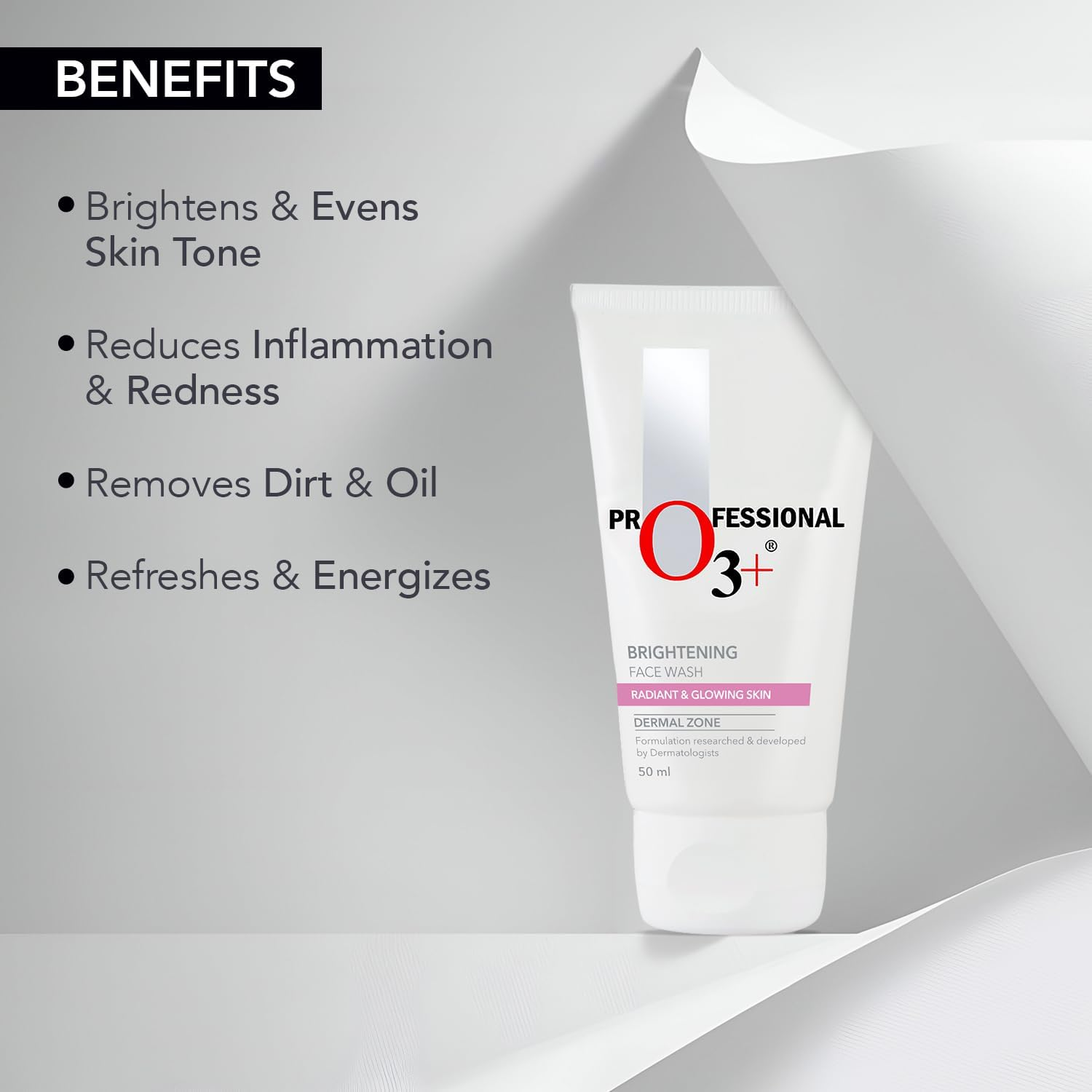 O3+ Brightening and Whitening Face Wash with Cucumber and Aloe Vera Extracts, 50G image number 4