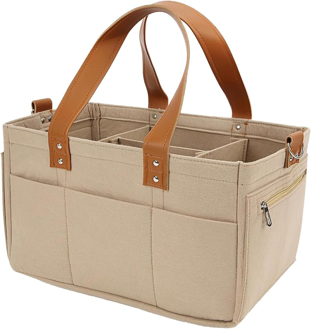 Diaper Bag - Nappy Storage Organiser, Large Capacity Felt Nappy Changing Bag, Portable Storage Basket for Nursery Utensils image number 4