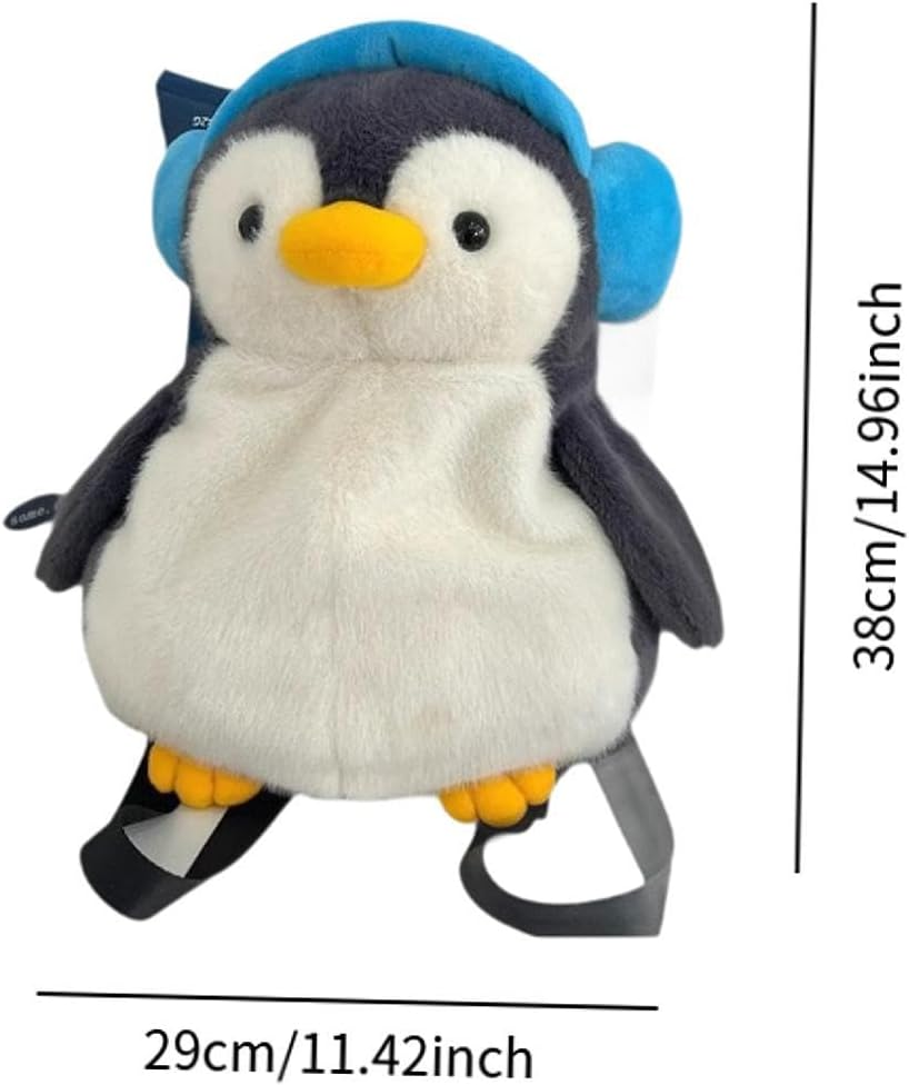 Yuksok Cartoon Penguin Doll Backpack Animal Toy Soft 11.4X15Inch Versatile for Birthday Gift Small Travel Bag Handbag image number 6