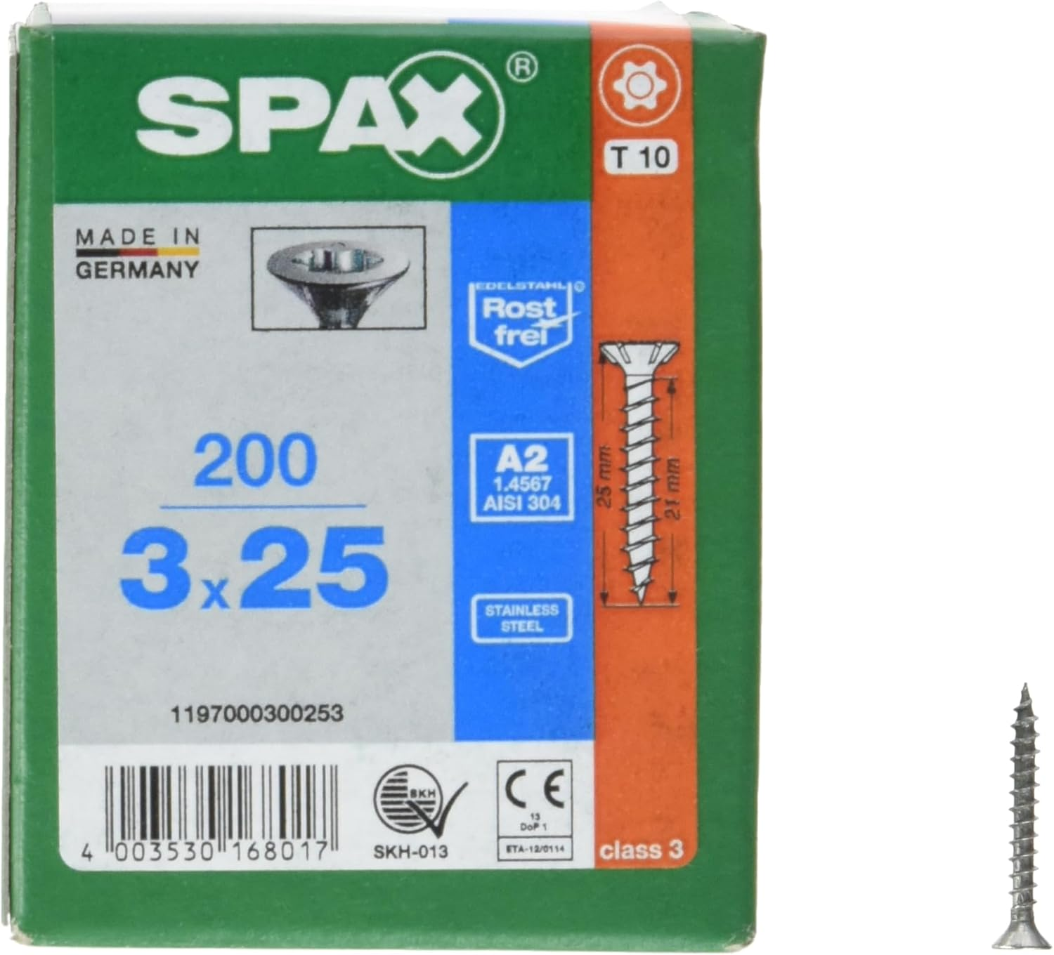 SPAX T-Star plus 1197000500803 All-Purpose Screw Stainless Steel A2 5.0 X 80 Mm Countersunk Head Fully Threaded 4CUT Pack of 100 image number 4