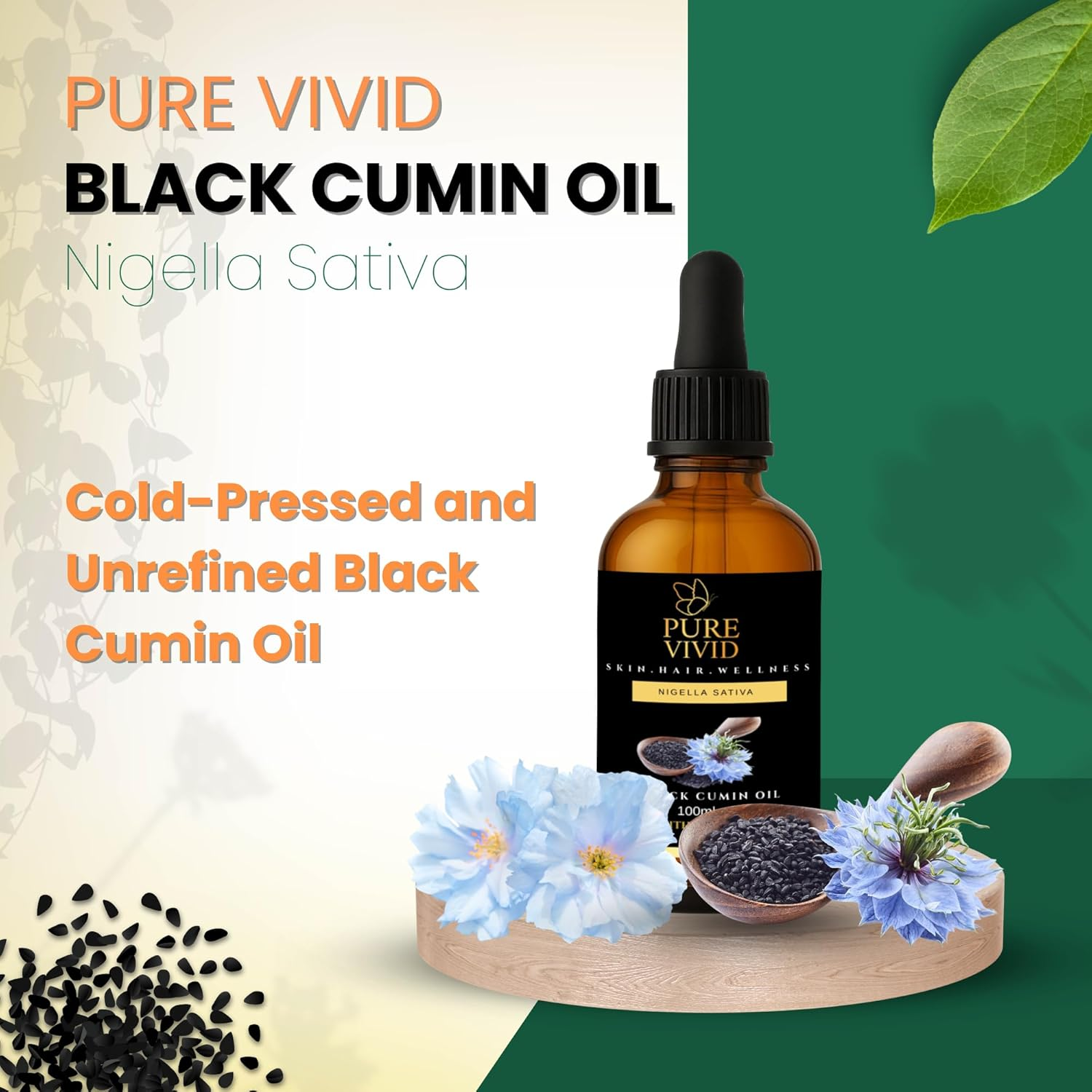 Pure Black Seed Oil (Nigella Sativa) 100Ml &ndash; Cold Pressed Unrefined Black Cumin Oil for Skin & Hair Care, Cosmetic Grade, Unscented image number 3