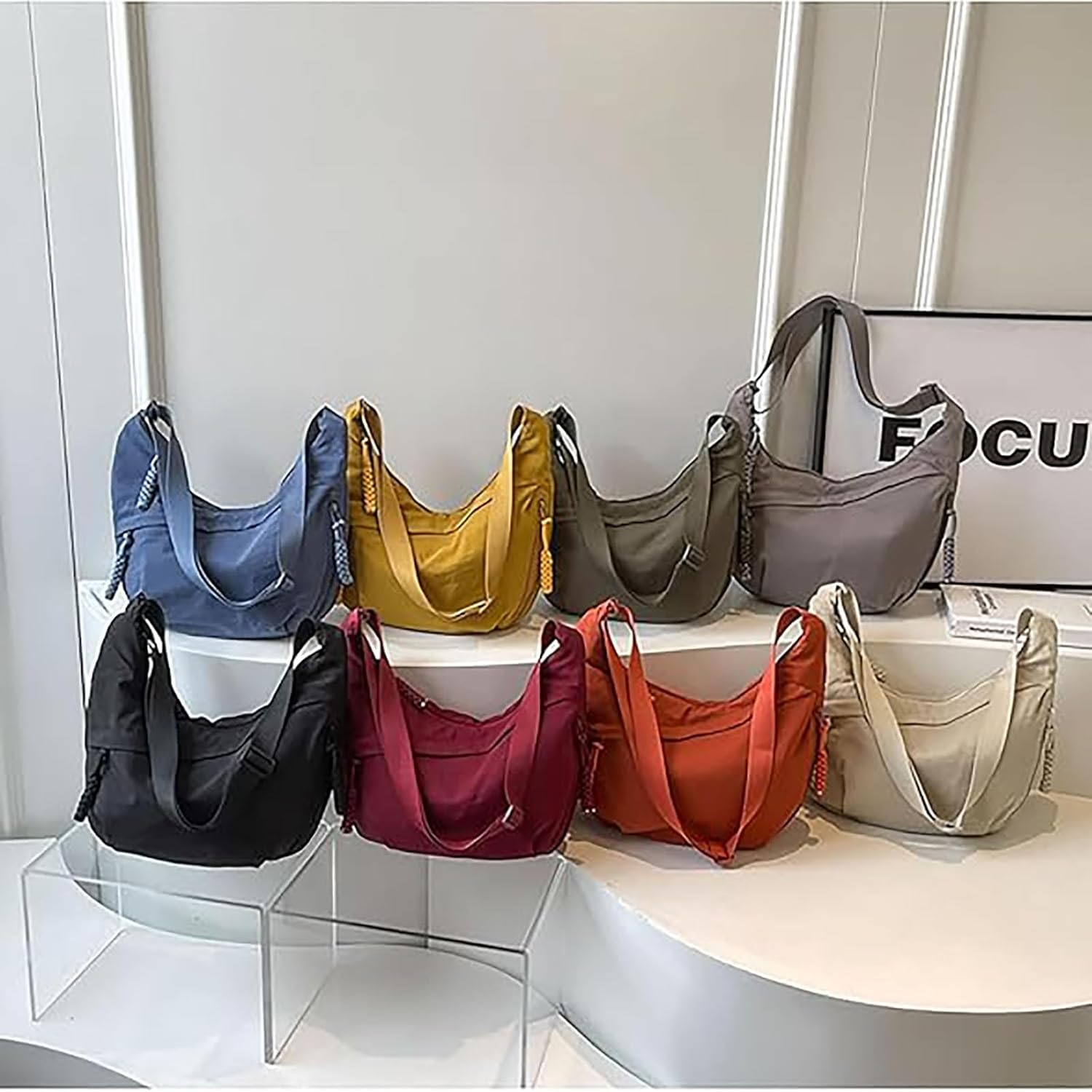 Regularlyk Crossbody Bag, Regularlyk Nylon Crossbodys Bag, Fashion Plain Color Nylons Crossbody Bags, Nylon Crescent Bags Crossbody for Women, Large Capacity, Suitable for Daily Use and Travel image number 3