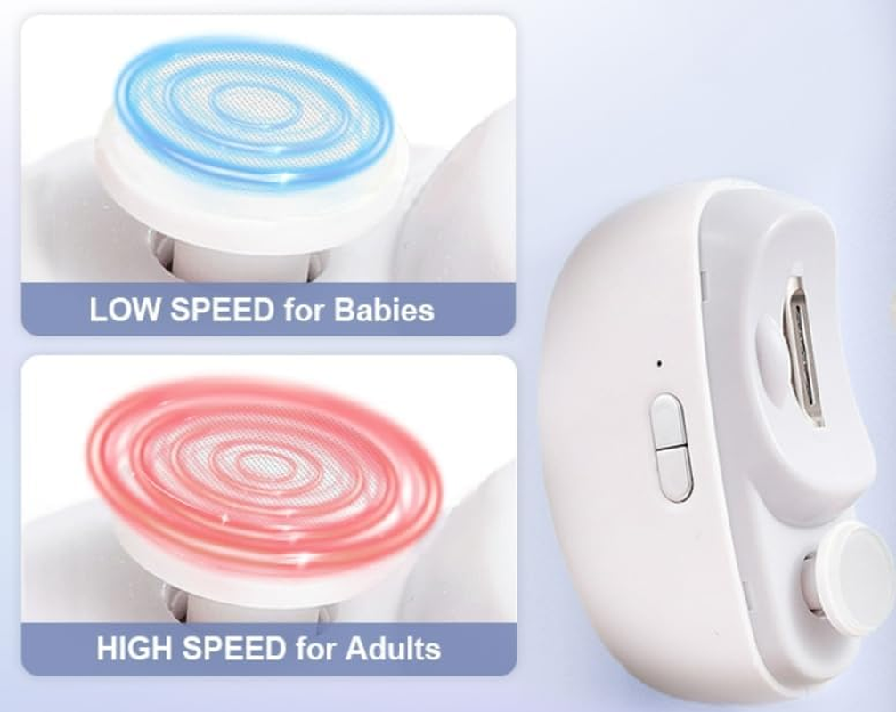 Electric Automatic Nail Clipper with Light & 2 Speeds,Fingernail Cutter and File 2 in 1 Design, USB Rechargeable Safety Fingernail Trimmer for Baby, Kids, Seniors and Adult (White) image number 3