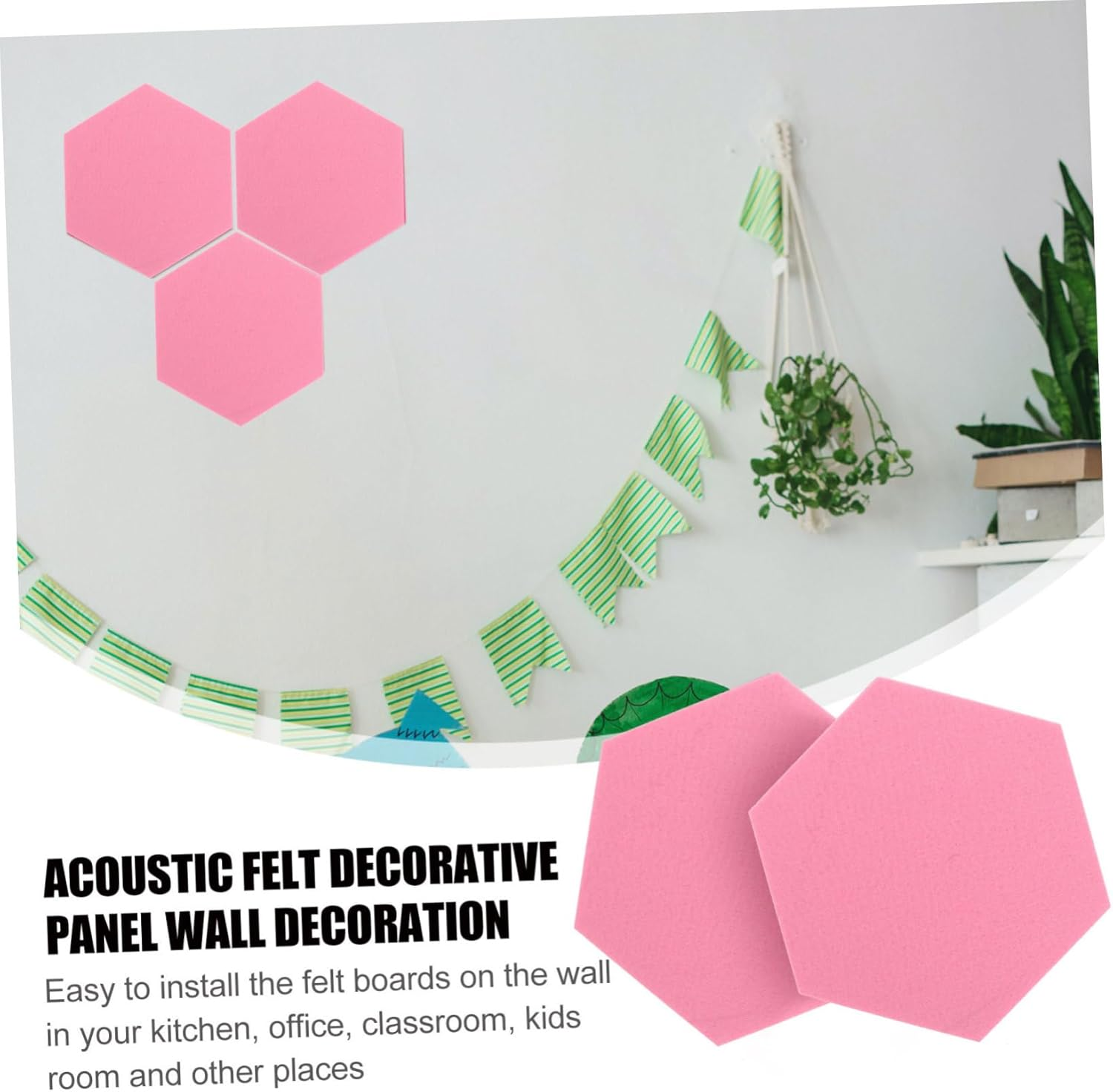 TEHAUX Home Office Decor 12 Pack Hexagon Felt Soundproofing Panels Stick Memo Board for Walls image number 4