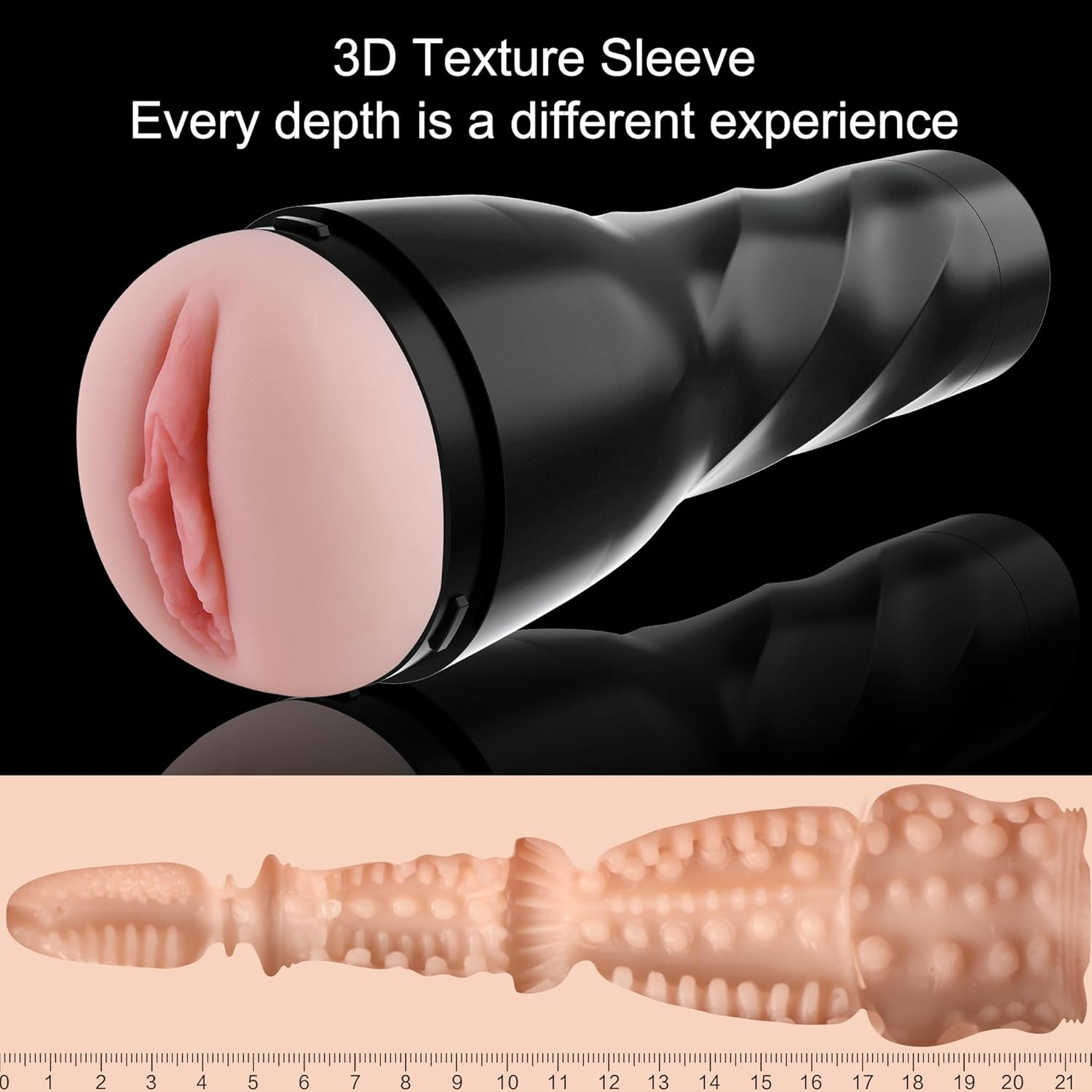 Hismith Male Masturbator with Kliclok System, 3 Speed+2 Modes Vibrating Male Stroker with Remote Controller, Black Berry image number 4