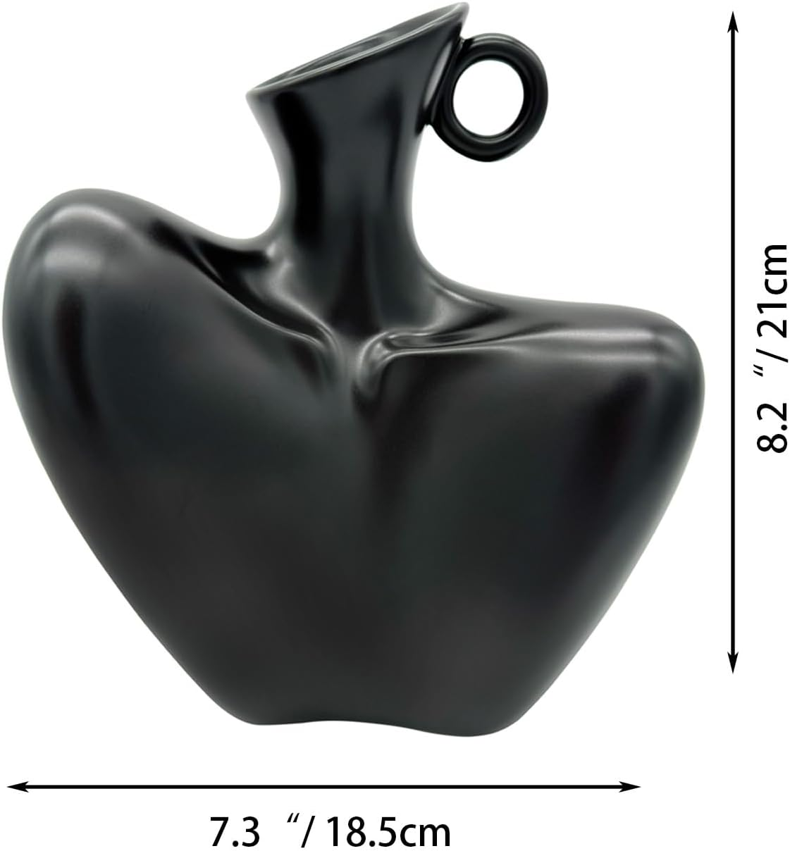 Virellisee Black Vase, 8.2" X7.2, Ceramic Body Art Vase, Suitable for Living Room, TV Stand, Office, Home Decor image number 5